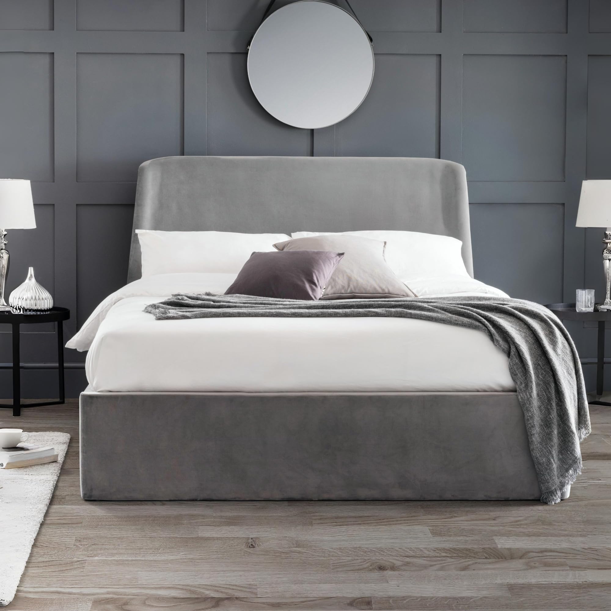 Julian Bowen Frida Ottoman Storage Bed Double Grey Velvet