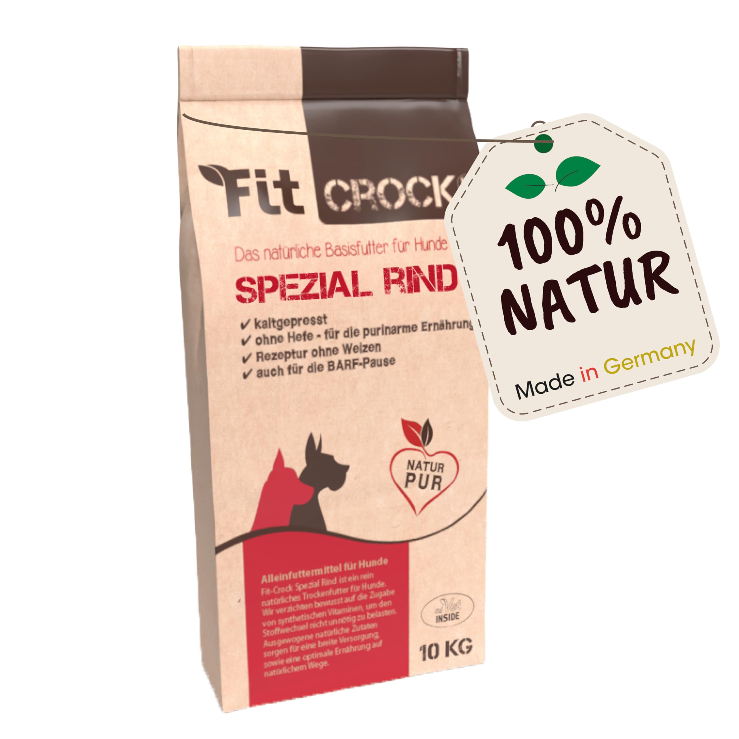cdVet Fit-Crock Hundefutter trocken Spezial Rind Mini 10 kg, purinarm & getreidefrei