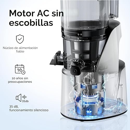Miniatura 6 de Máquinas Exprimidoras, Extractor de Jugos de Prensa Fría 3 en 1 con Conducto Extra Grande de 6.5", Gran Capacidad de 100oz, Motor AC, Hace Jugo