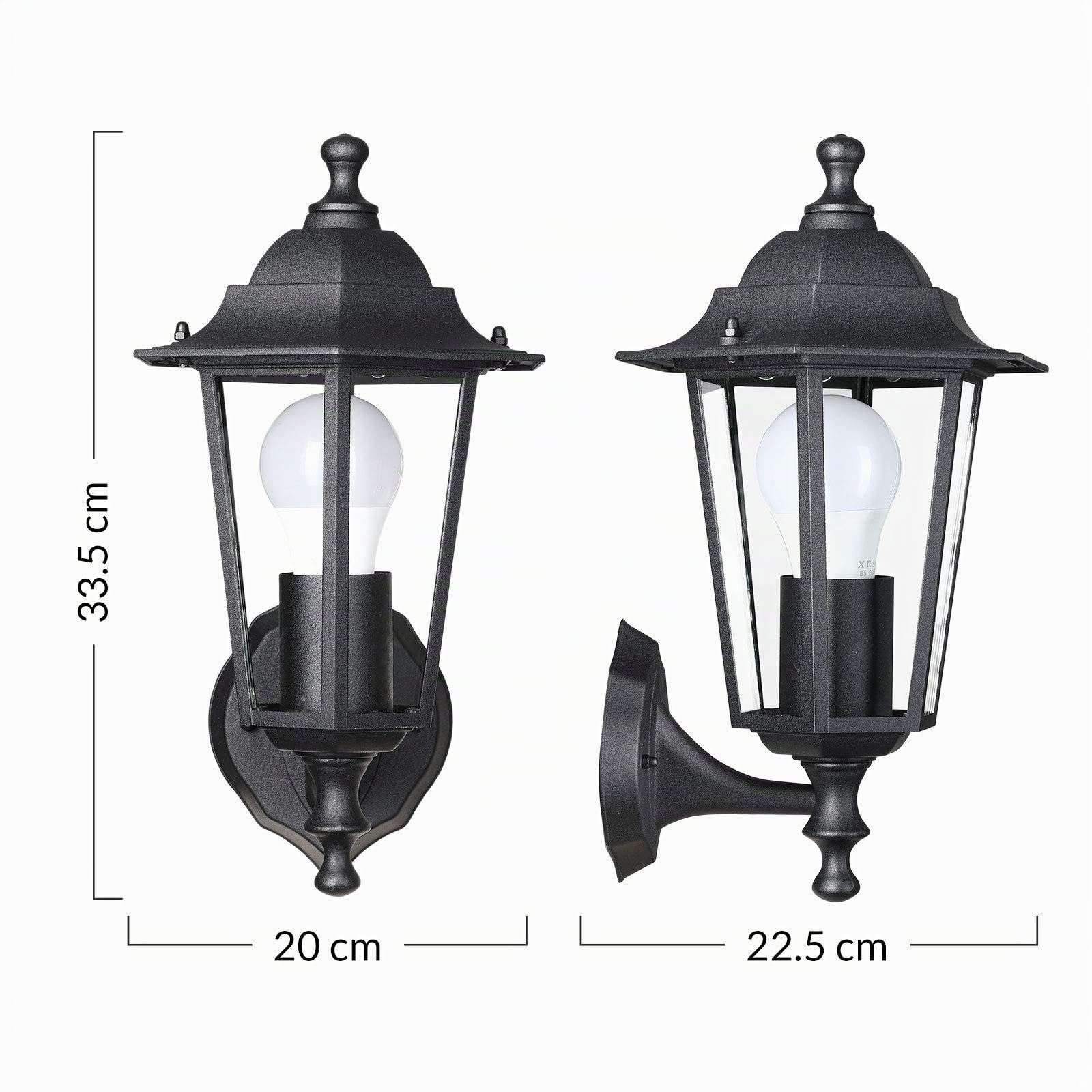 Monzana Farol de jardín Krysante color Antracita 60W Lámpara rústica de Pared 375x200x225mm Resistente Patio terraza