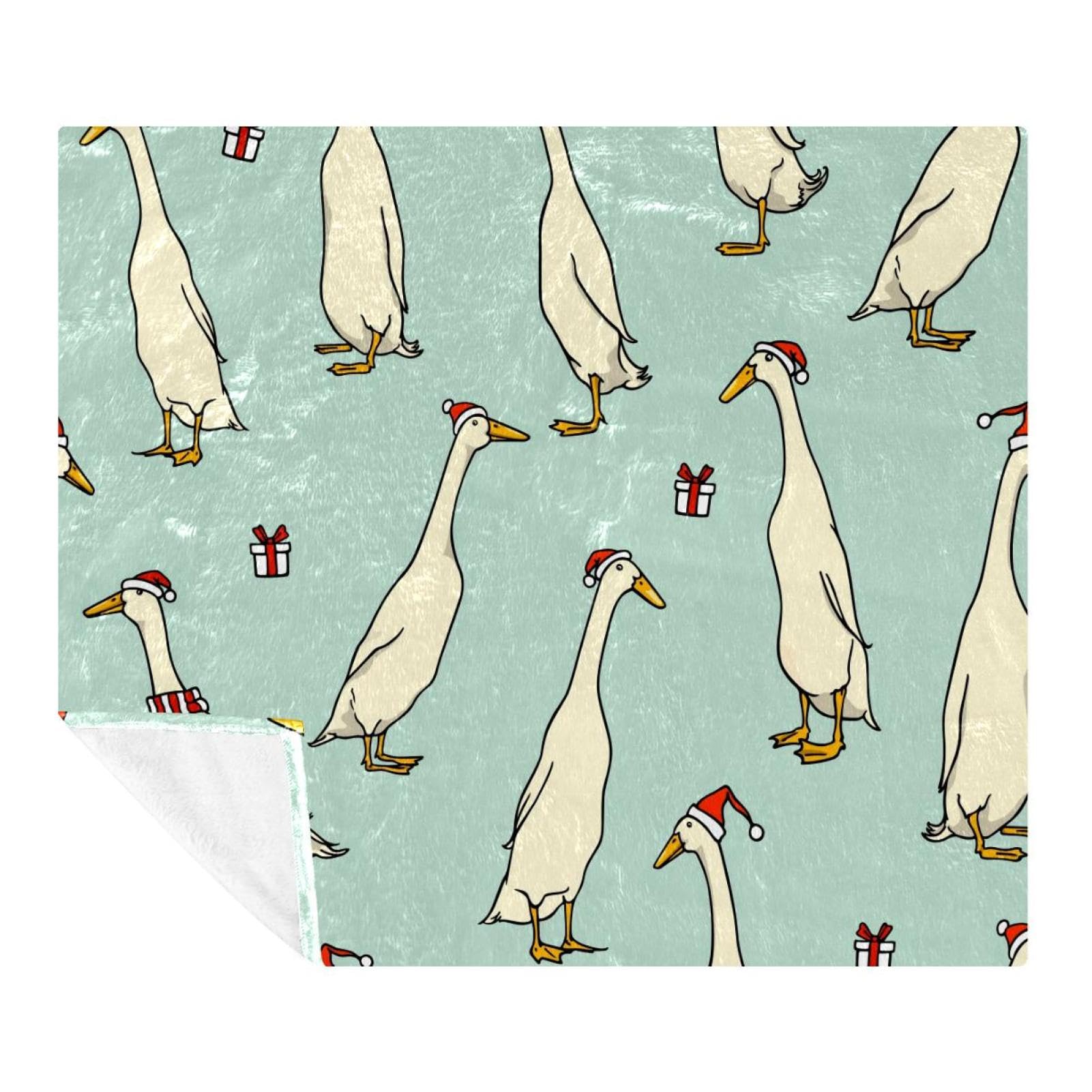 Couverture polaire douce microfibre légère plaid canard blanc pour lit adulte