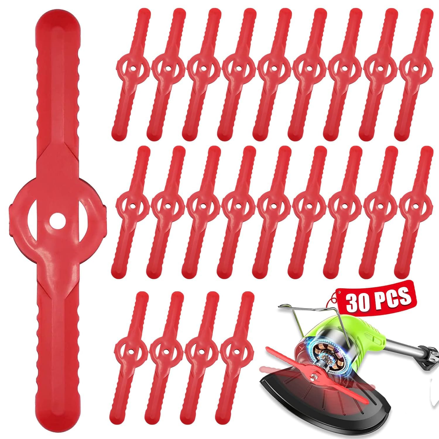30 Pcs Plastic Grass Trimmer Blades