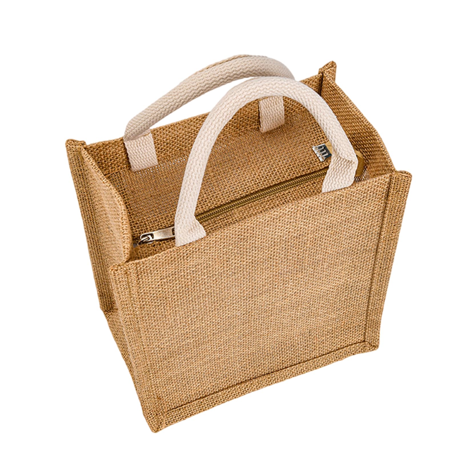 Enigmaire Hessian Personalised Beach Bag - Strong Jute Shopping Tote, Reusable And Stylish, Burlap Grocery Bag With Zip, Waterproof For Lunch, Beach