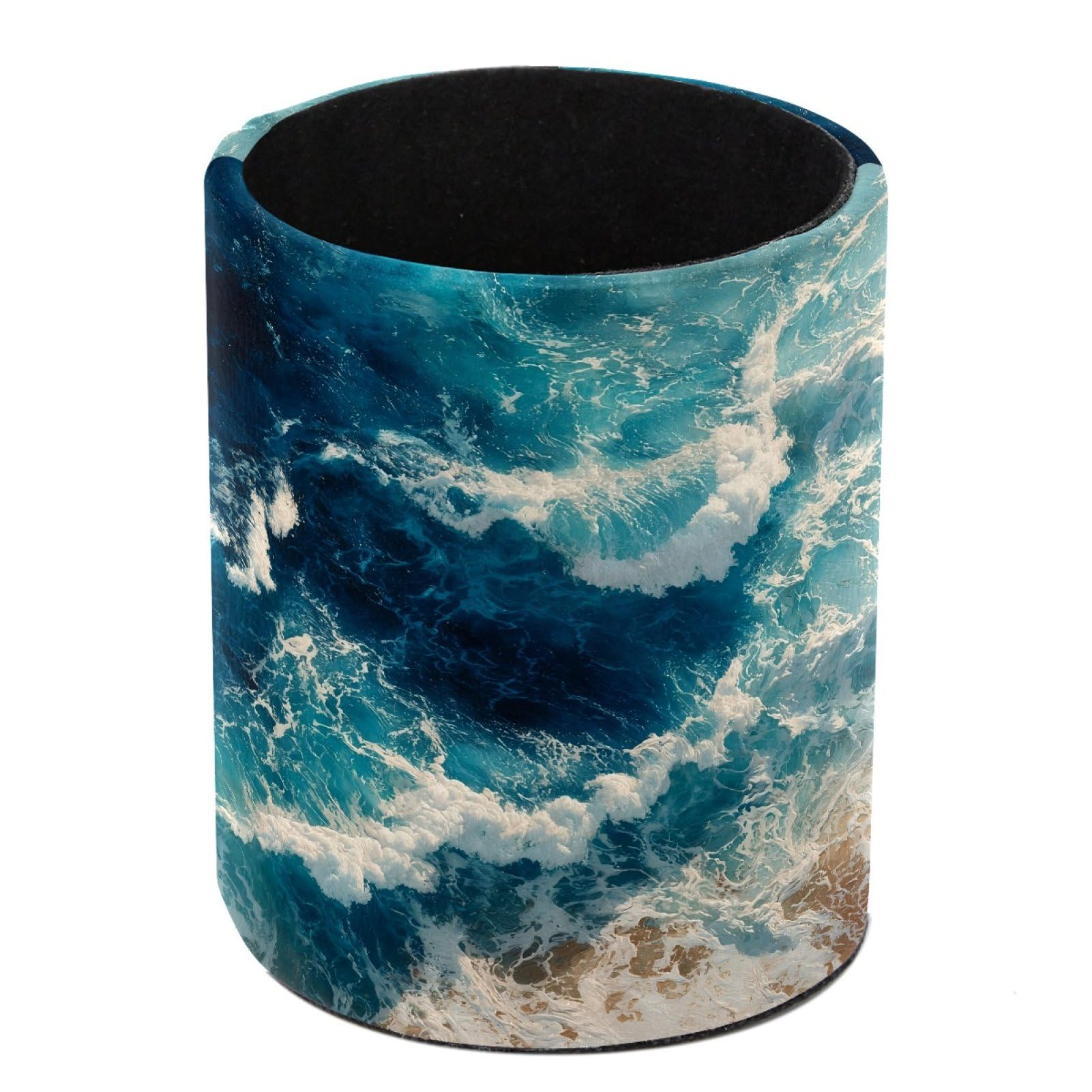 FWJZDSP Ocean Waves Pencil Cup Pen Organizer Makeup Brush Holder for Office Home Countertop Desk Accessory Storage
