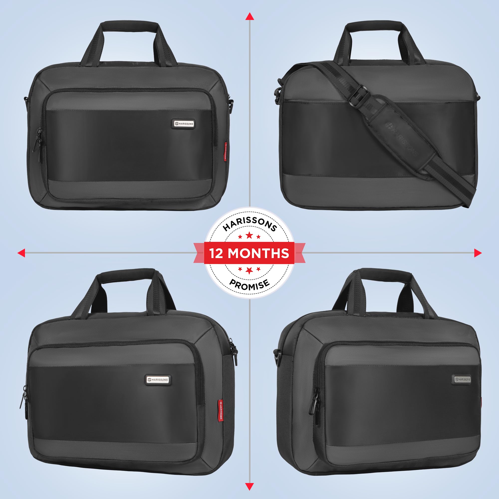 HARISSONS Luminix Laptop Messenger Bag | 12L | Fits 15.6” Laptop | 1000D + Twill PU Coated Polyester | Business, Travel & Everyday Use | Durable, Organized & Professional (grey) 4