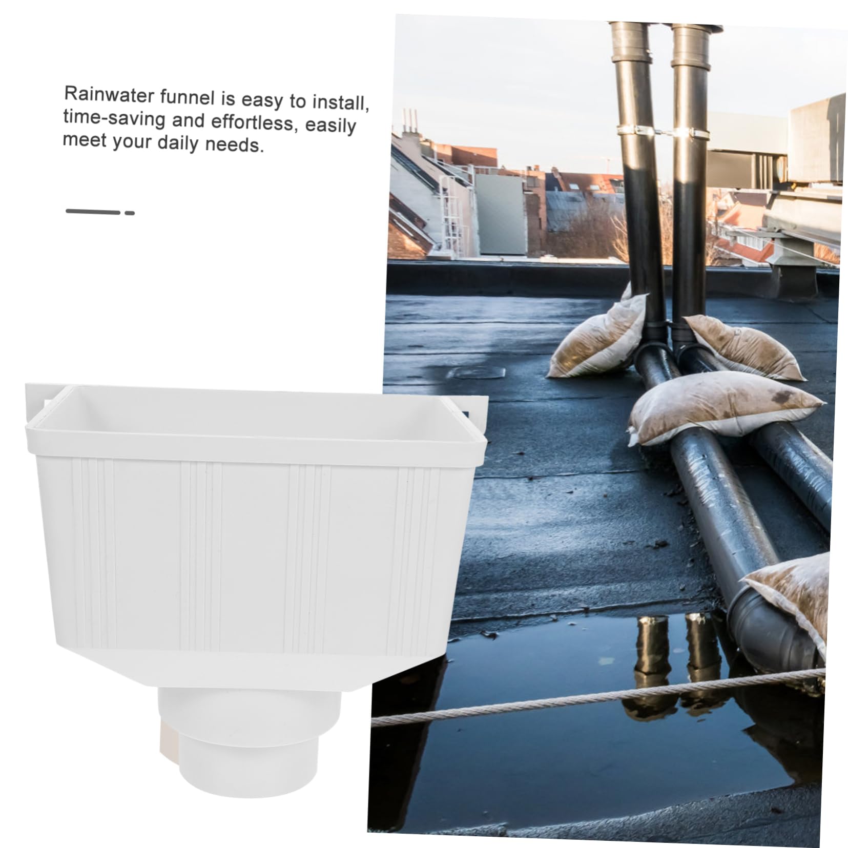 Deviatore di Pioggia in Plastico Bianco per Raccolta Acqua Piovana Resistenza All'invecchiamento e Durata, Adattatore per Tubo Pvc Grondaia Casa Giardino