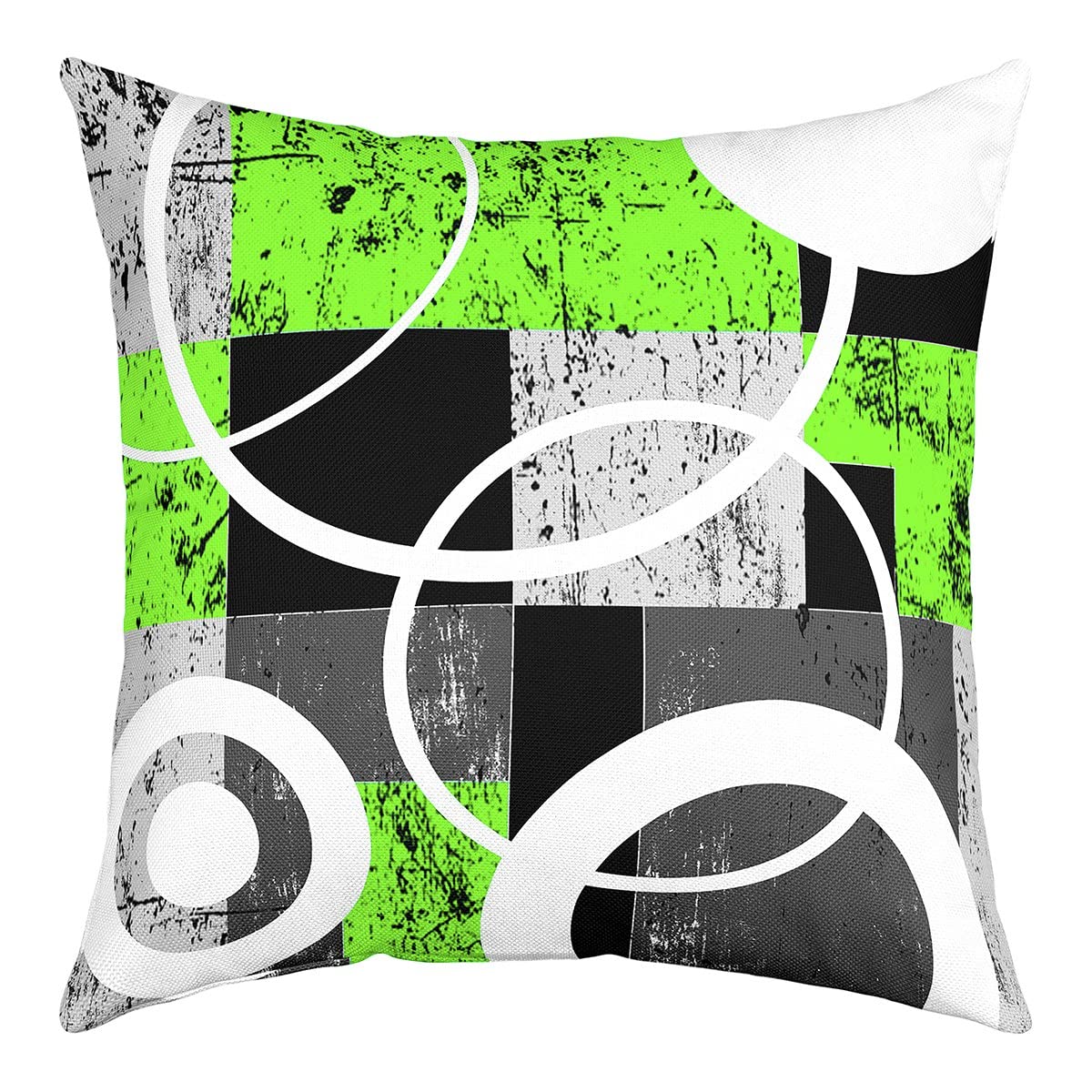Juego de 4 fundas de almohada geométricas modernas de arte abstracto para decoración del hogar, sala de estar, reversible, verde, gris, negro, geométrico, 20 x 20 pulgadas
