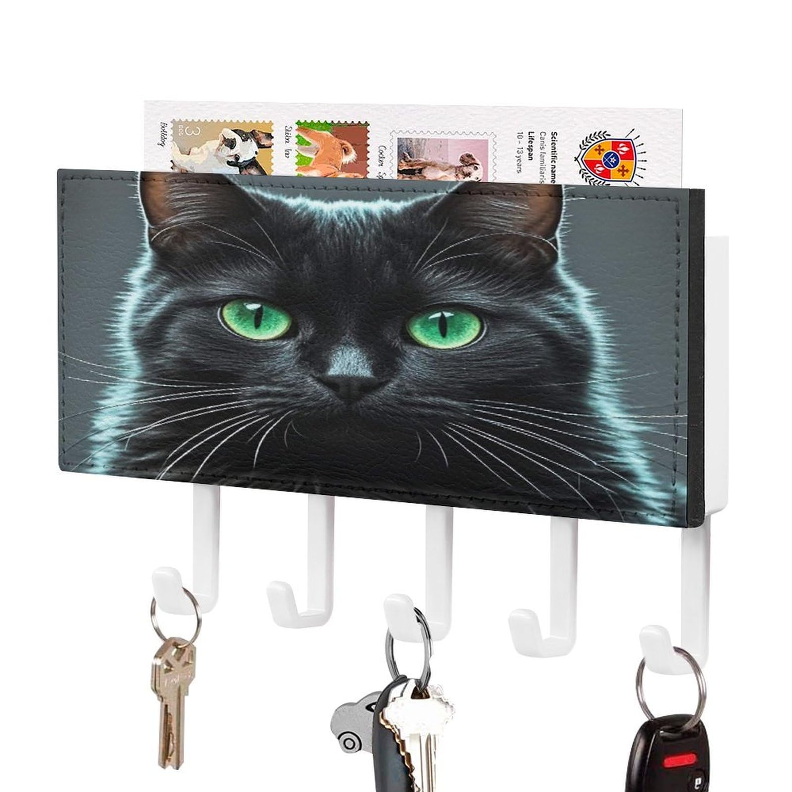 Organizador de llaves de gato con ganchos resistentes para pared