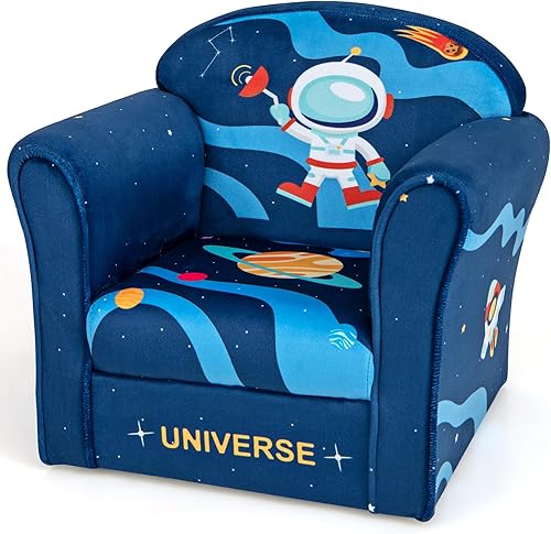 HONEY JOY Sofá para niños, sillón para niños pequeños con patrón de astronauta, mini muebles de sala de juegos para niños, construcción de madera disponible en Yaxa Guatemala