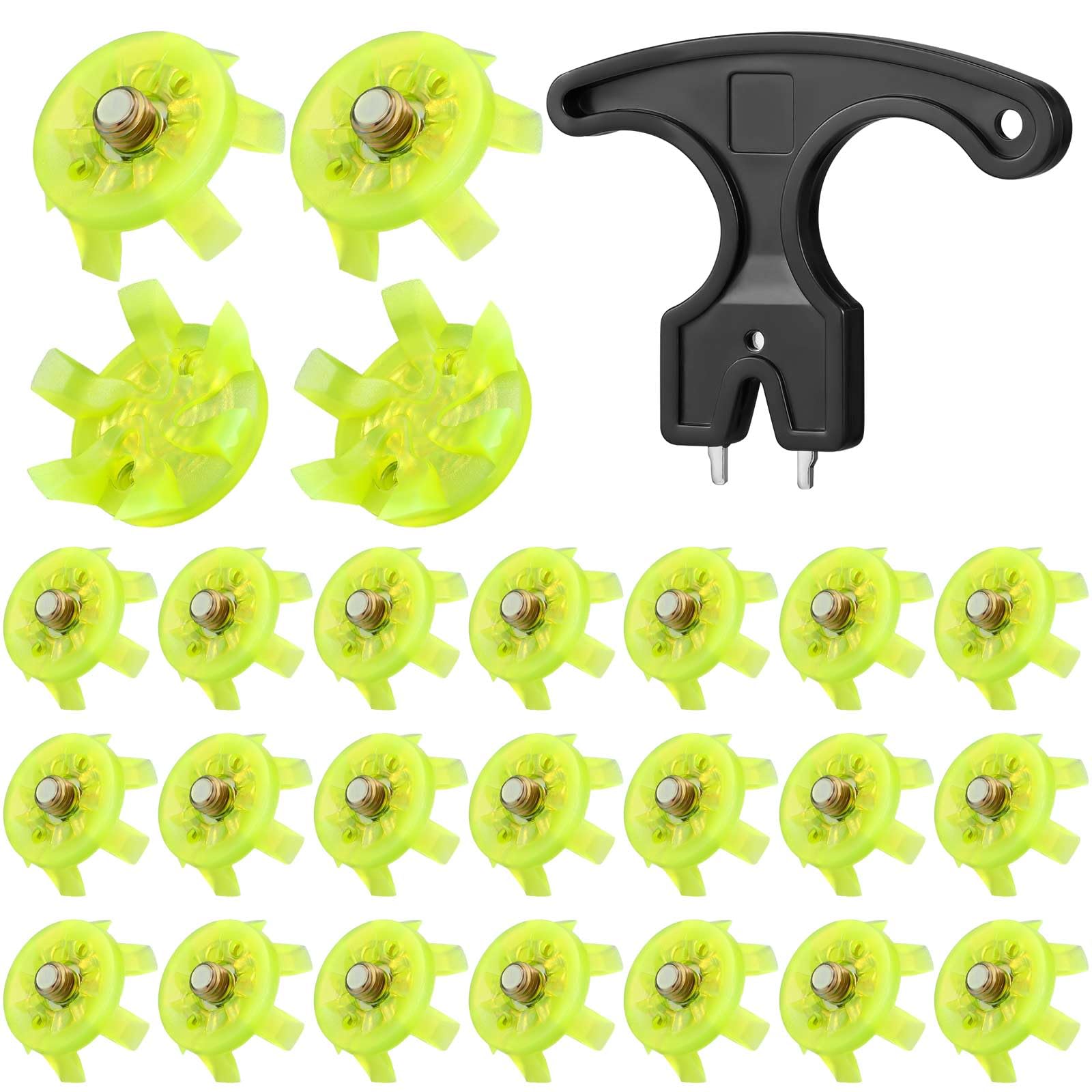 Cozypower 31 Pcs Golf Spikes Set Includes 30 Pcs Golf Cleats Replacement Black Cleats Spanner Metal Thread Screw 6 mm Dia Spike Tool for Lawn Cricket