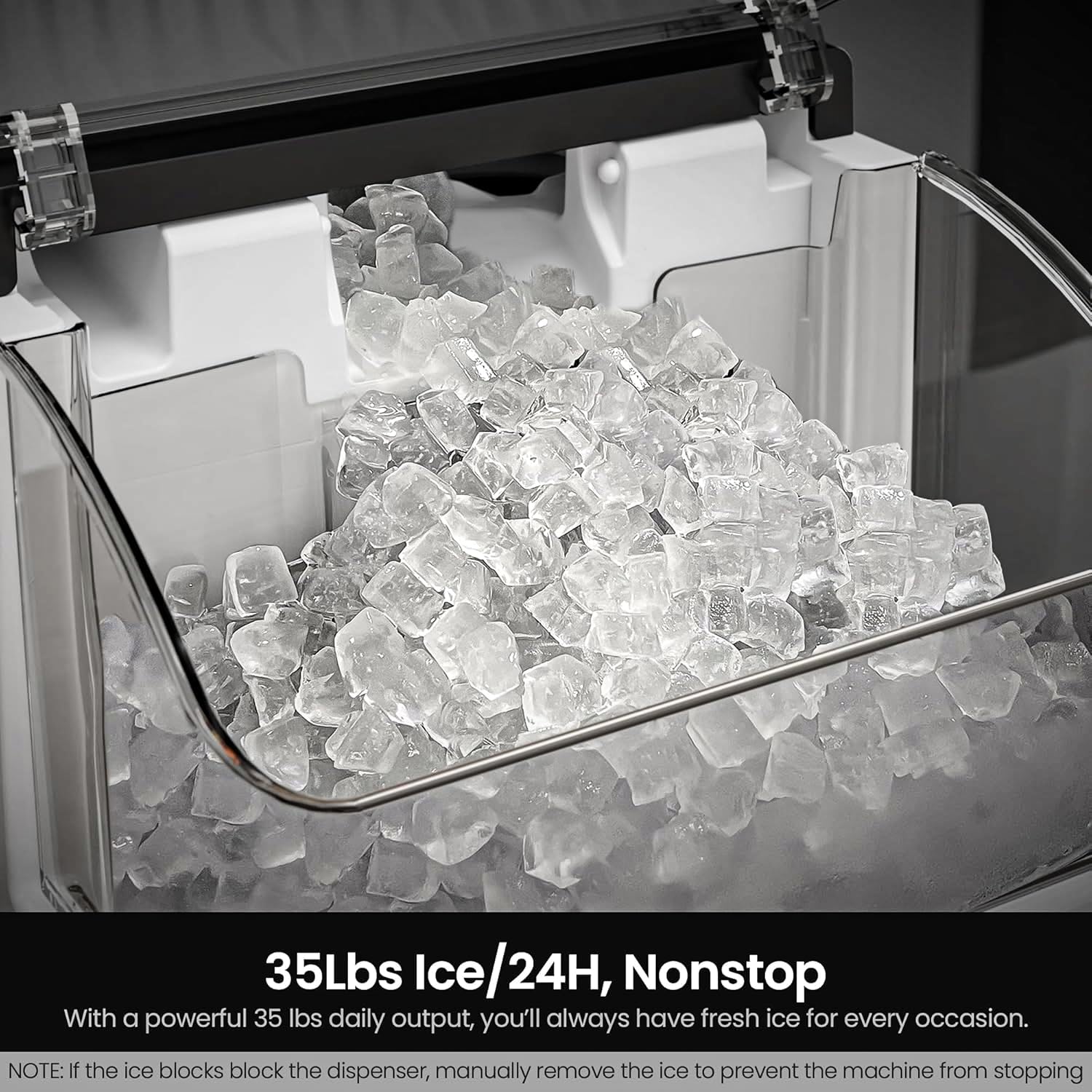 Kismile Nugget Ice Makers Countertop,Portable Ice Machine With Crushed Ice, 35lbs/Day,Self-Cleaning,One-Click Operation For Home Use(Black) on Fridge.com - View 2