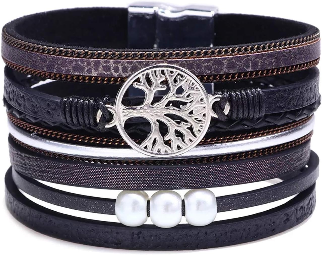 MallDou JewelryInspirational Tree of Life Leather Bracelets for Women Boho Jewelry Gifts for Women Wristbands Cuff Bracelet