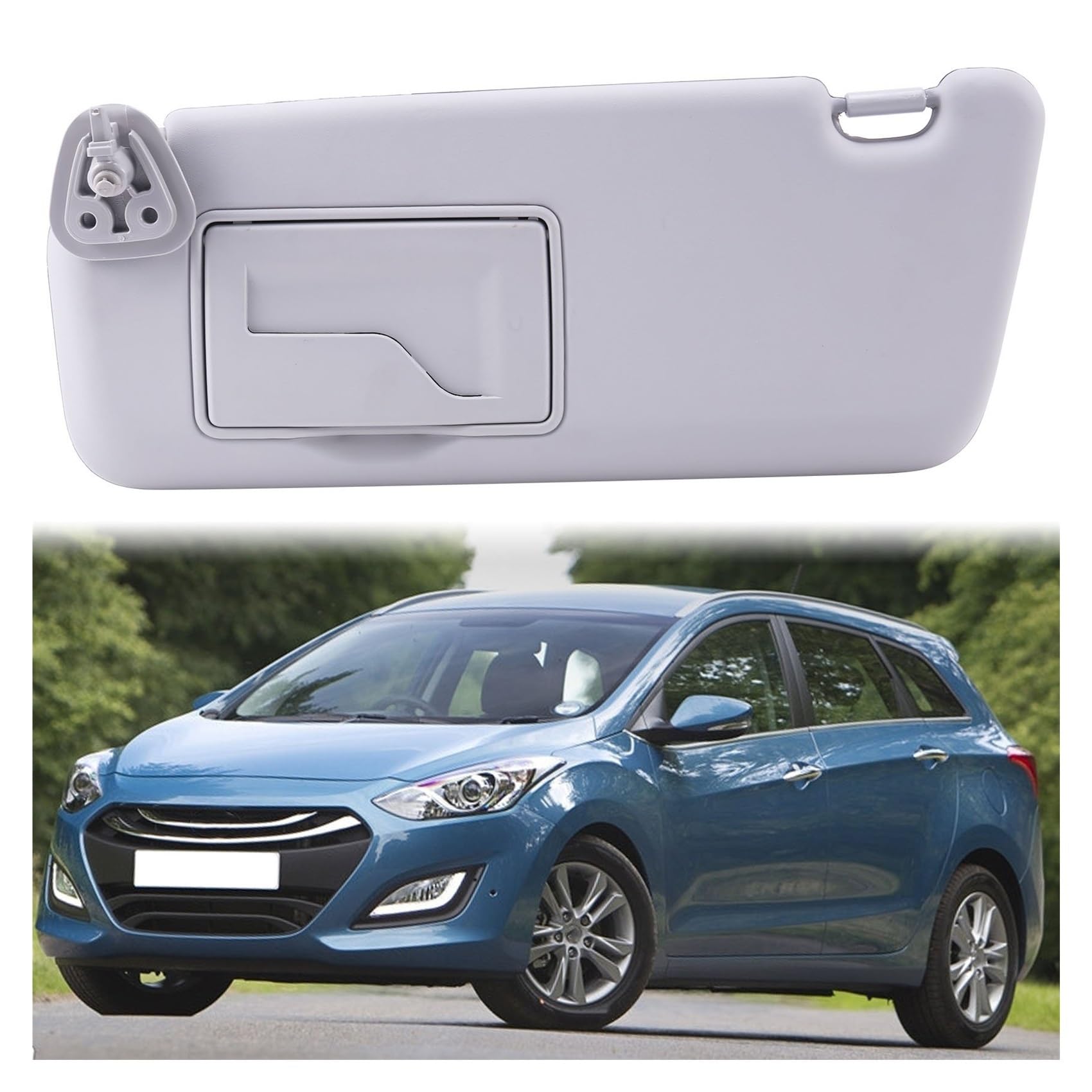 Genuine Hyundai Left Sun Visor With Mirror – Gray, Part #852012L520TX, For I30, I30CW 2008-2011 With Sunroof - View #7