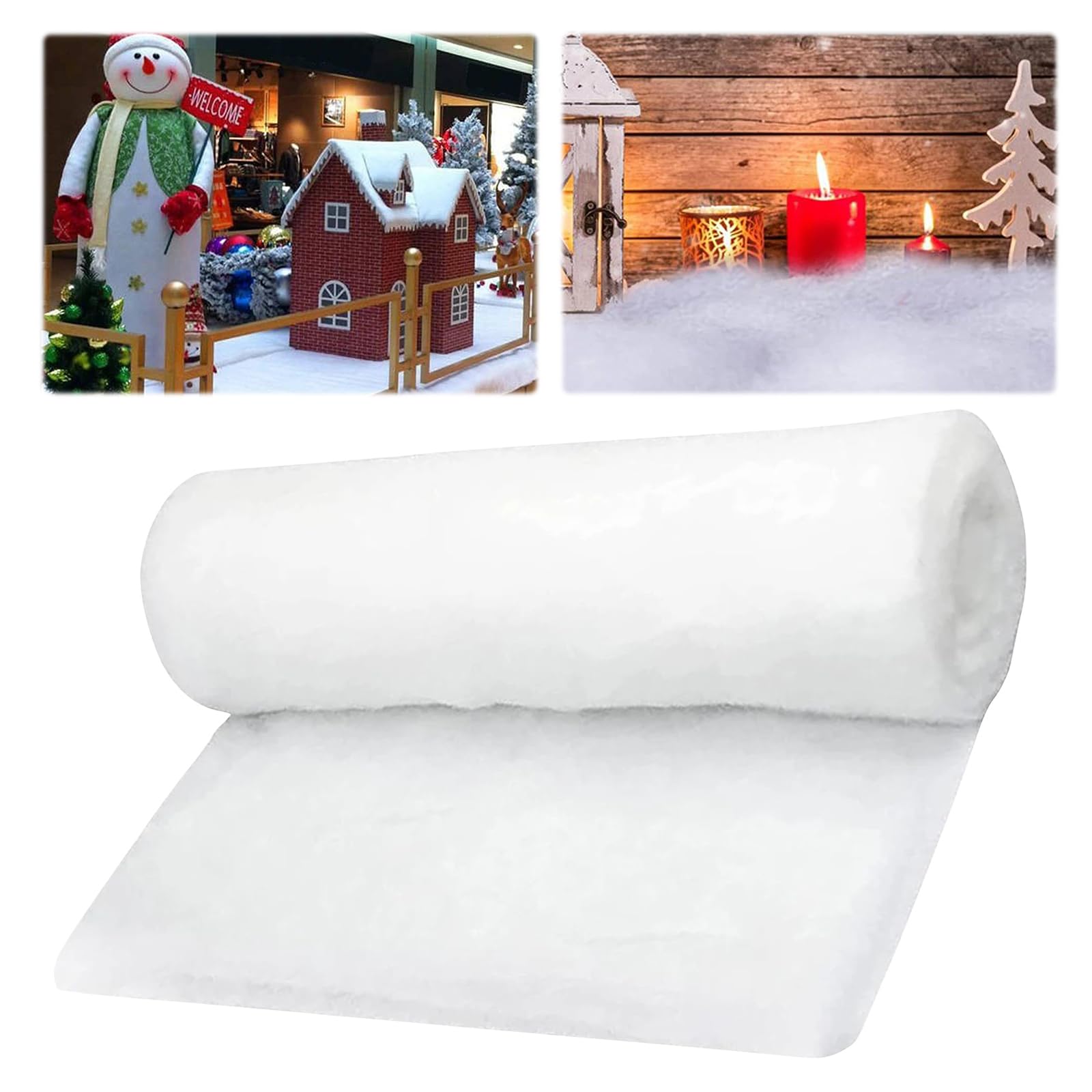 80X240cm Fluffy Fake Snow Blanket Roll - Thick Soft White Faux Snow Mat For Christmas Village, Tree Skirt, Winter Wonderland & Outdoor Xmas Decorations (80X240cm)