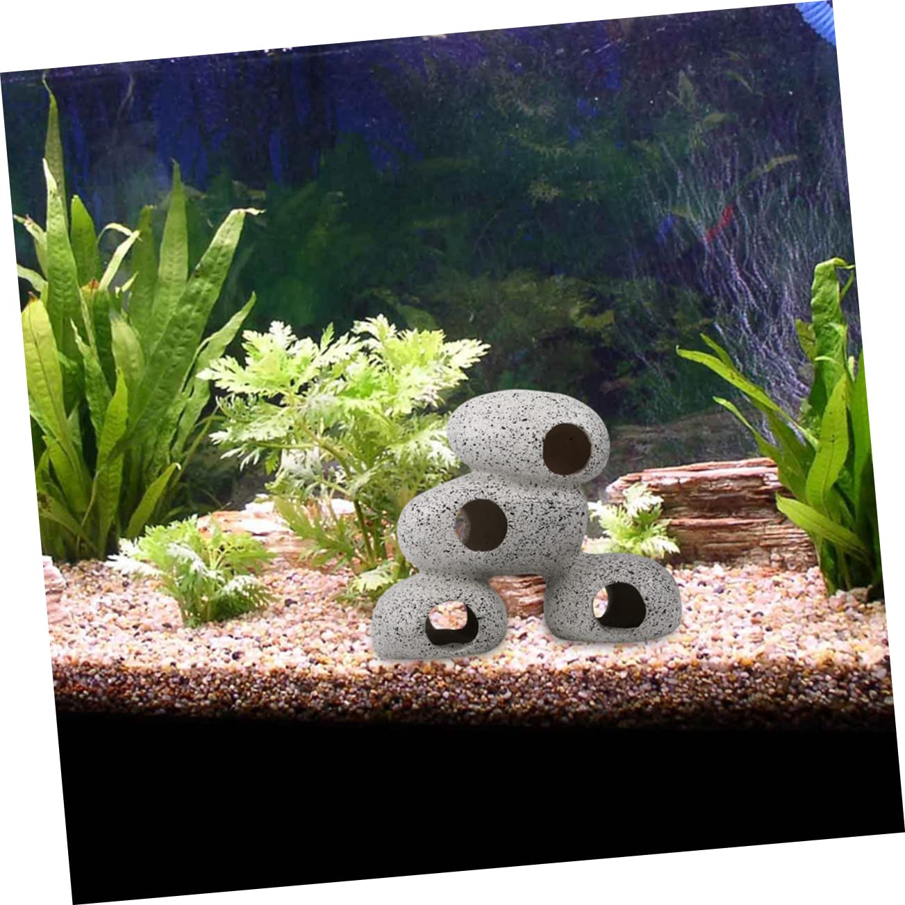 ibasenice 2Pcs Fish Tank Decor Creative Resin Stones for Fish Rest and Hideaway Non Deformable Lightweight Aquarium Decoration Safe for Cichlids and Betta for Aquascaping