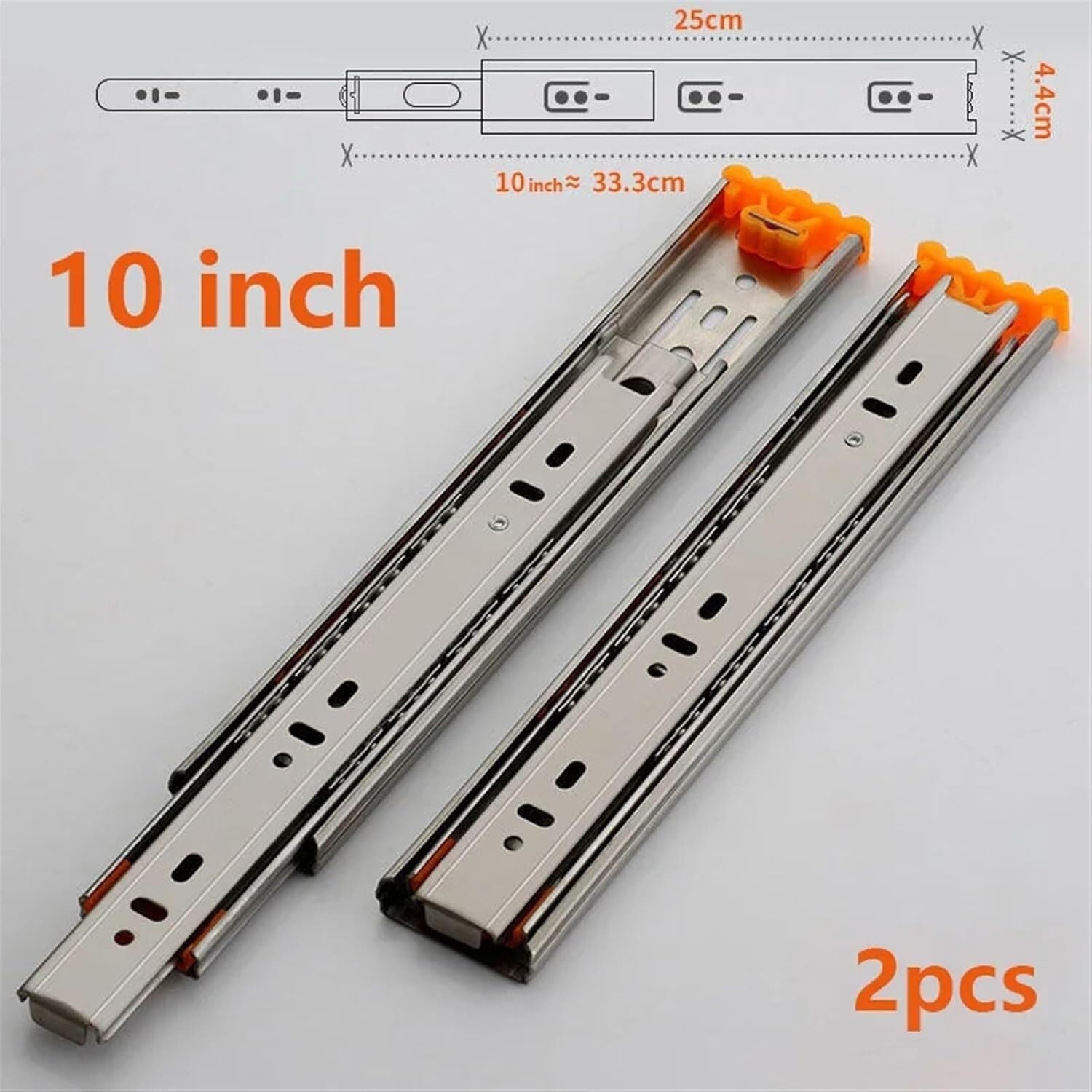 Drawer Runners Slides 2pcs 10 Inch Full Extension Ball Bearing Cabinet Track Guide(304 Stainless Steel)