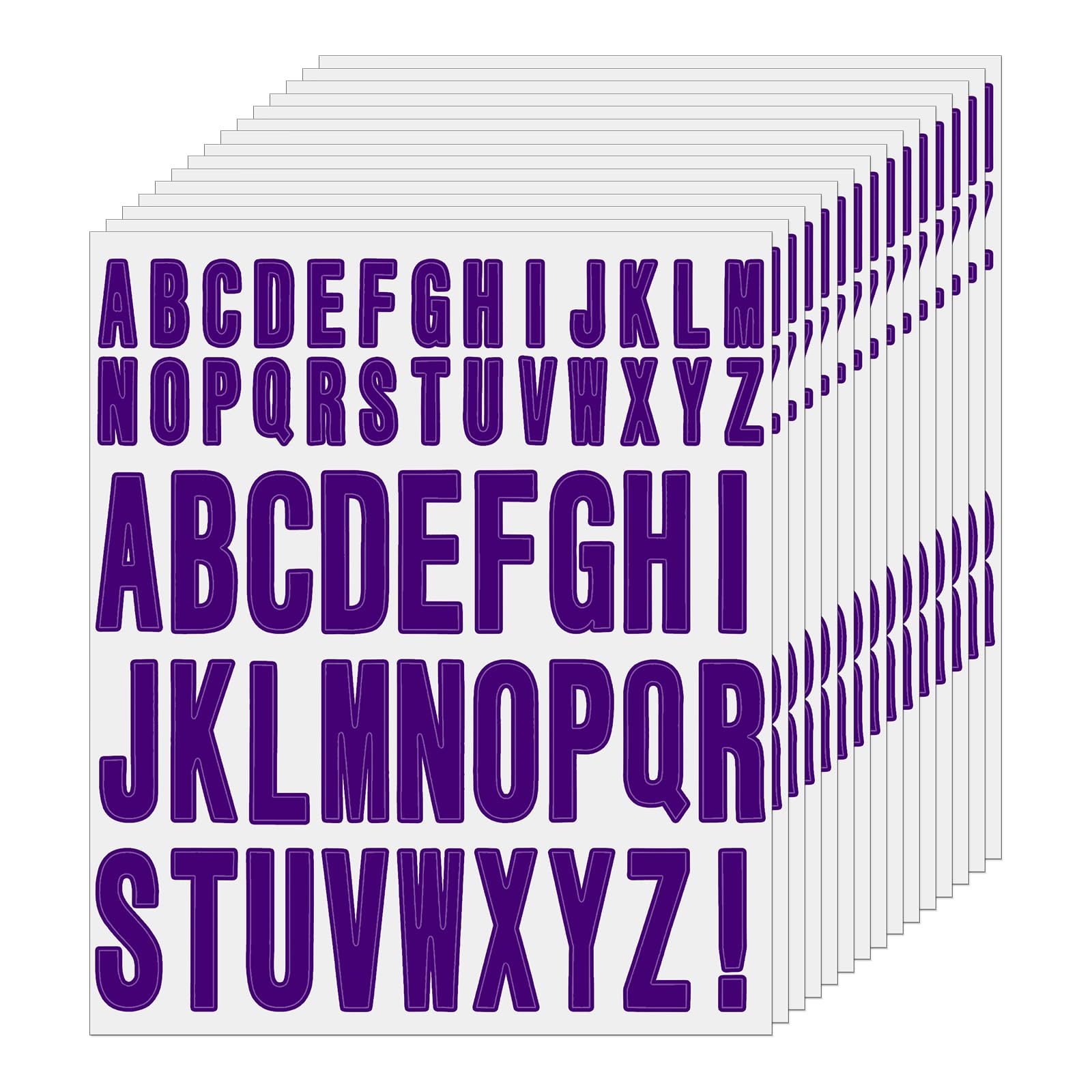 FINDAT 30 Sheets 1560 PCS Purple Letter Stickers 25 mm 45 mm Vinyl