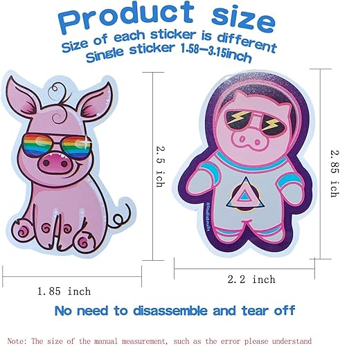 Miniatura 3 de 50 calcomanías Piglett, calcomanías Aniimal para botellas de agua, lindas calcomanías para adolescentes o niños, calcomanías impermeables para