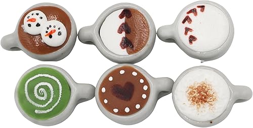 Miniatura 3 de 6 mezclas de café con leche, capuchino, moca y té verde arte casa de muñecas en miniatura, café pequeño, bebida bebida accesorios para casa de
