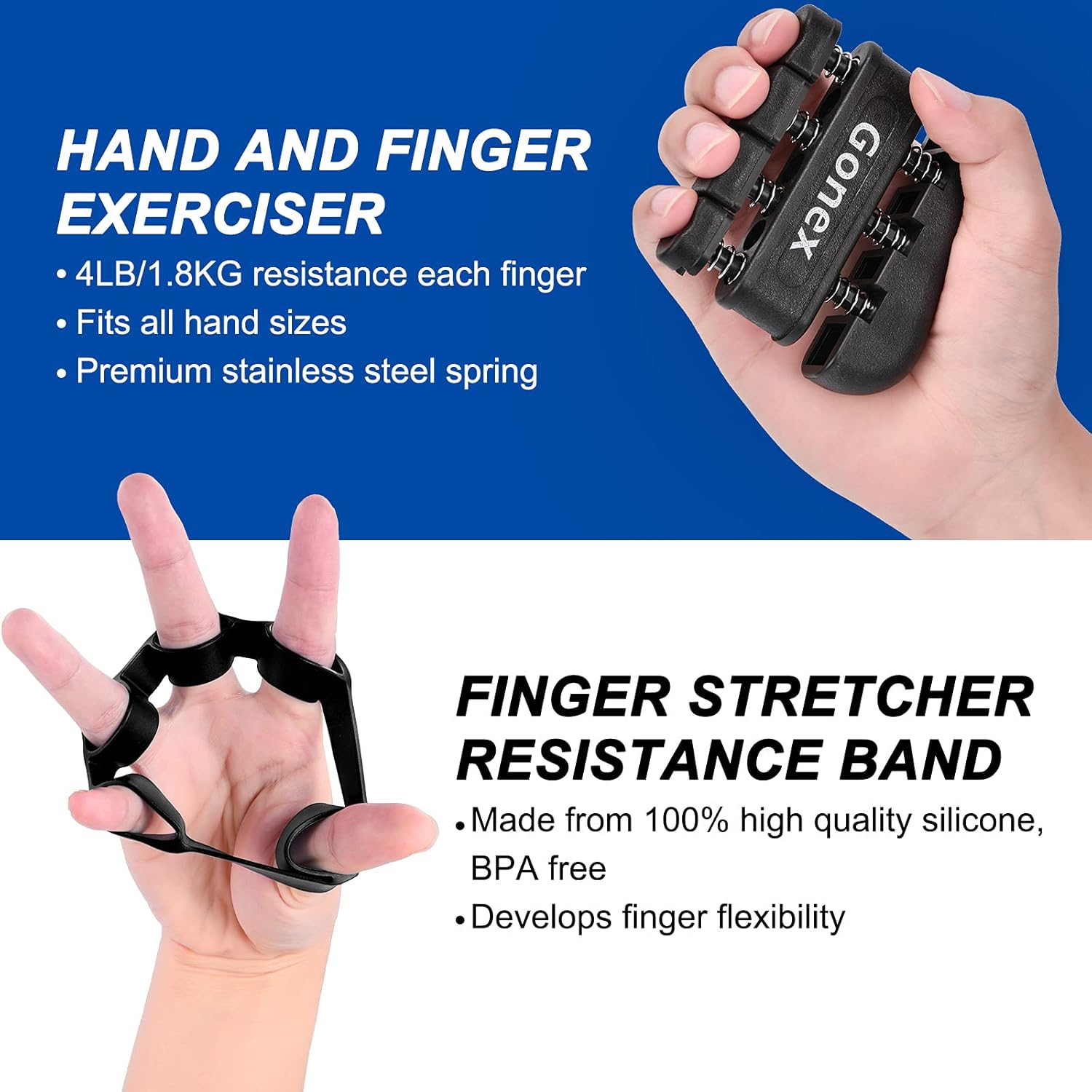 Gonex Grip Strength Trainer with Counter 5 Packs, Forearm Strengthener Workout Kit, Adjustable Resistance Hand Grip Exerciser for Recovery, Finger Stretcher, Grip Ring, Stress Relief Grip Ball : Sports & Outdoors