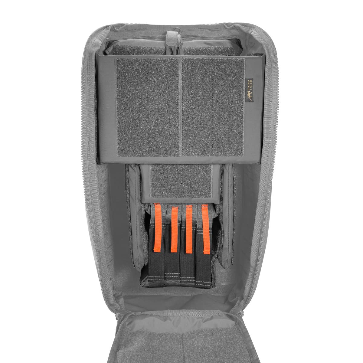Tasmanian Tiger TT Modular Tele Insert – wyściełana wkładka teleobiektywu do plecaków, organizer na sprzęt fotograficzny z regulowanymi przegródkami na obiektywy, szary tytanowy