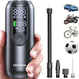 LiltsDRae Bike Pumps with Psi Gauge 150PSI, Portable Bicycle Pump, Mini Tire Inflator, Electric Air Compressor, Auto Shut-Off Air Pump with Presta & Schrader & Dunlop Valve