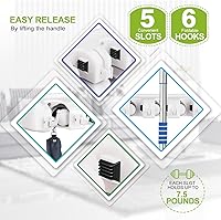Vista 4 de LETMY Broom Holder Wall Mount - Mop and Broom Hanger Holder - Garage Storage Rack & Garden Tool Organizer - 5 Position 6 Hooks Broom Rack for Home