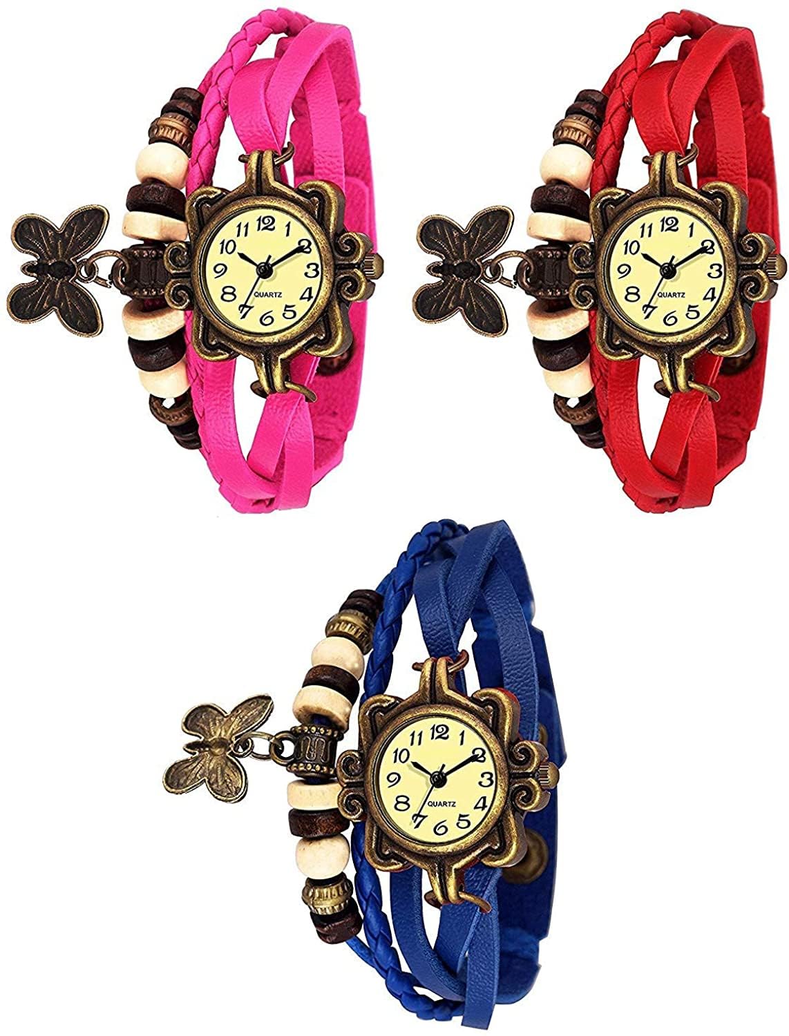 TONSY White Analogue Dial Butterfly Girls Womens Dori Brecelet Gift Watch - Set of 3 Unit Combo Set (B0CVXJRMFS) Amazon Price History, Amazon Price Tracker