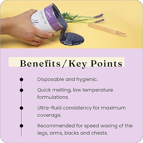 Miniatura 4 de Depileve Tira de cera para depilación - Cera de colofonia de lavanda de 14 onzas - Cera de cuerpo completo - Ideal para pieles delicadas y sensibles