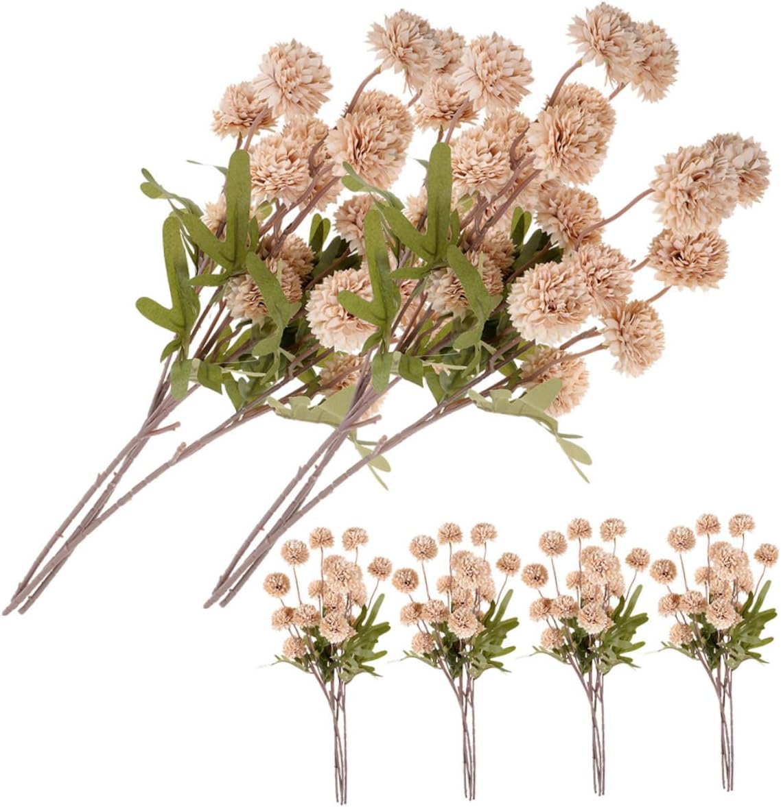 Unomor 6pcs Dandelion Artificial Flower Picks for Vase Decoration Faux Floral Arrangement for Home Wedding Party Craft Making Realistic Simulated Flower Accents Autumn