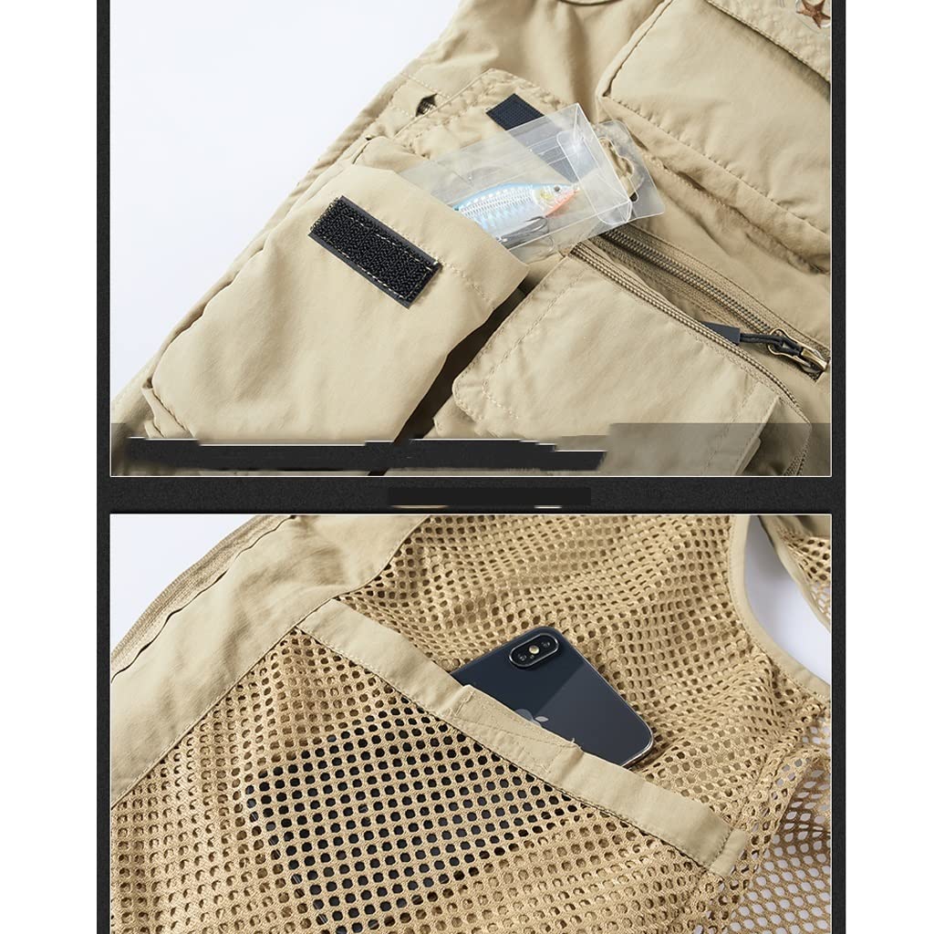 Chaleco de pesca Chaleco for hombres chaleco primavera y verano delgada malla de malla al aire libre fotografía de chaleco múltiple pesca chaqueta de chaleco de secado rápido Chaleco Pesca(XXL)