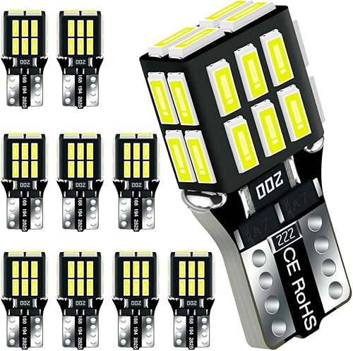 24-LEDs 360° Lighting T10 194 2825 Bombilla LED blanca 6000K 12V Super brillante 158 160 168 175 W5W 168NA 194NA Reemplazo para vehículo interior