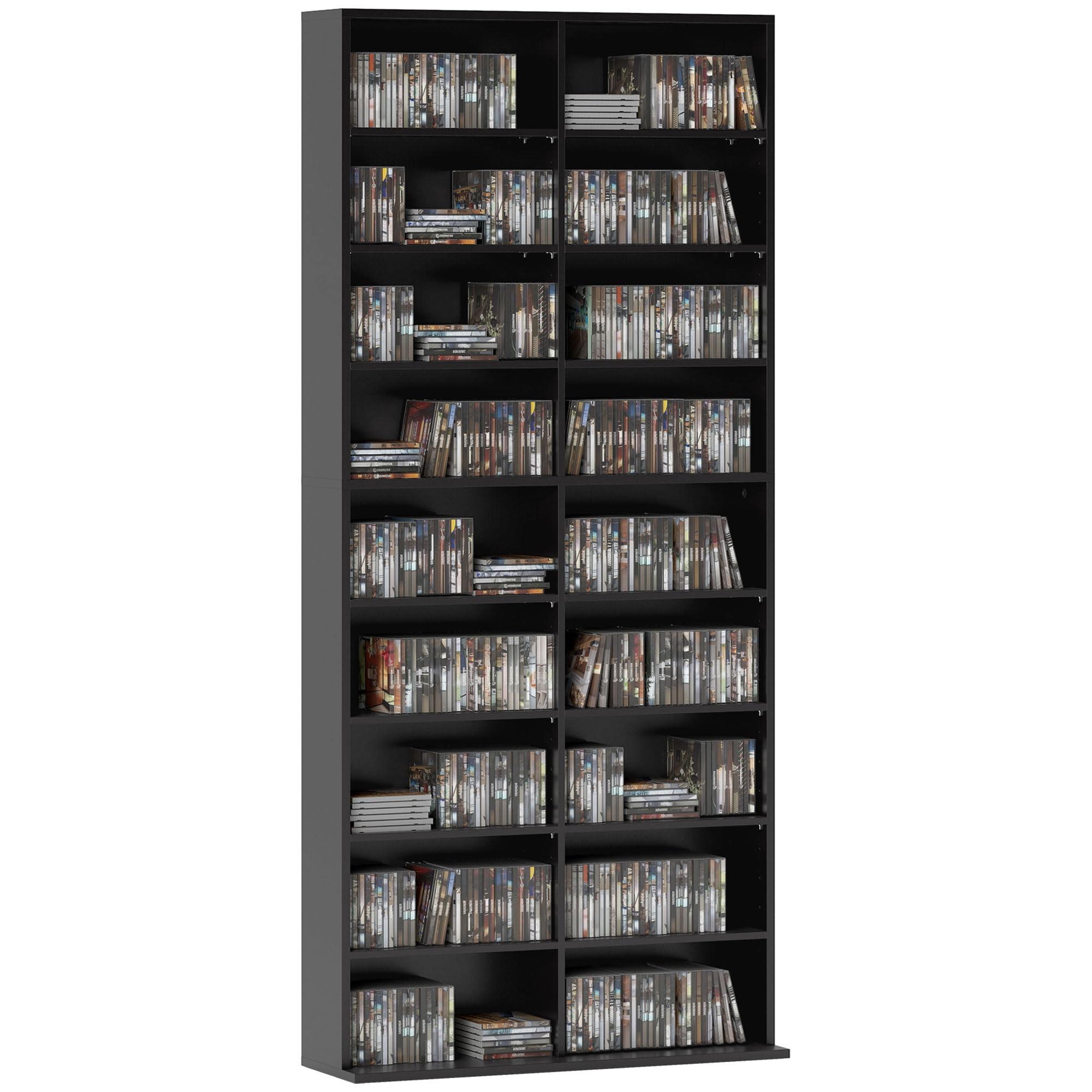 Rackhams Black 640 Cd Storage Unit 360 Dvd Storage Tower W/ 18 Compartments