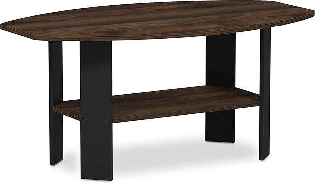 Furinno Simple Design Coffee Table, Side Table, Columbia Walnut/Black