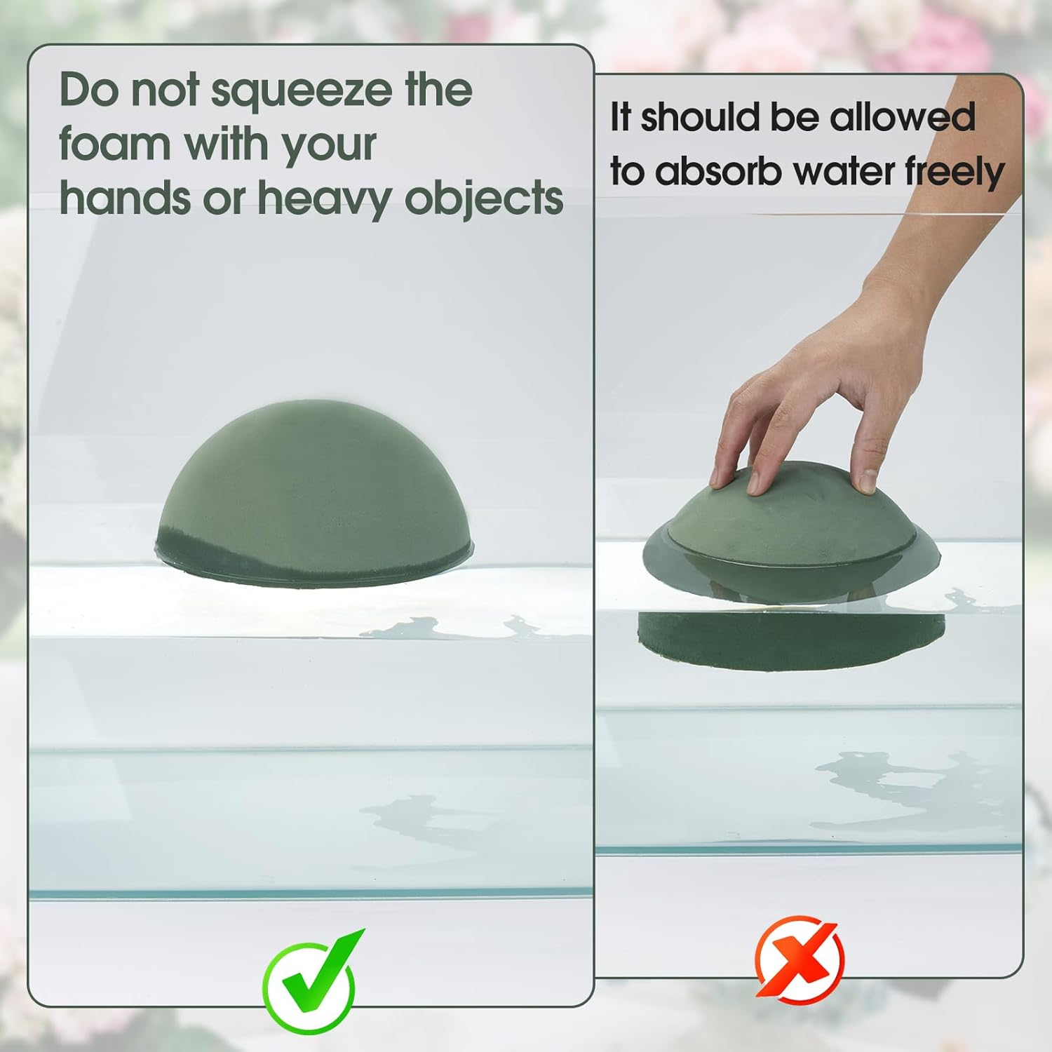 GNRZZT 4Pcs 7.52"W x 3.97"H Floral Foam Half Ball, Wet & Dry Green Foam for Fresh and Artificial Flowers, Flower Foam for Wedding, Birthdays, Pary, Home Decorations