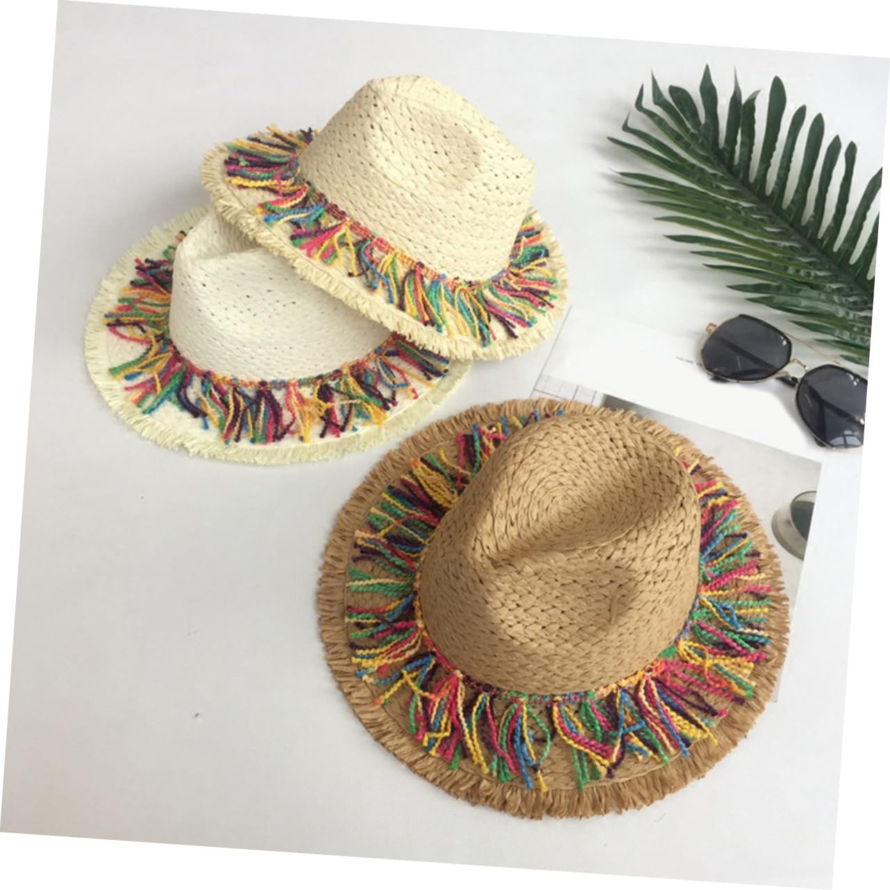 VANZACK Sombrero Transpirable y Portátil Protección Solar para Mujer de Paja Beige Adecuado Familia y Pesca al Aire Libre
