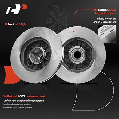 Miniatura 5 de A-Premium Kit de rotores de freno de disco ventilados delanteros de 10.28 pulgadas (10.276 in) + pastillas de cerámica compatibles con modelos