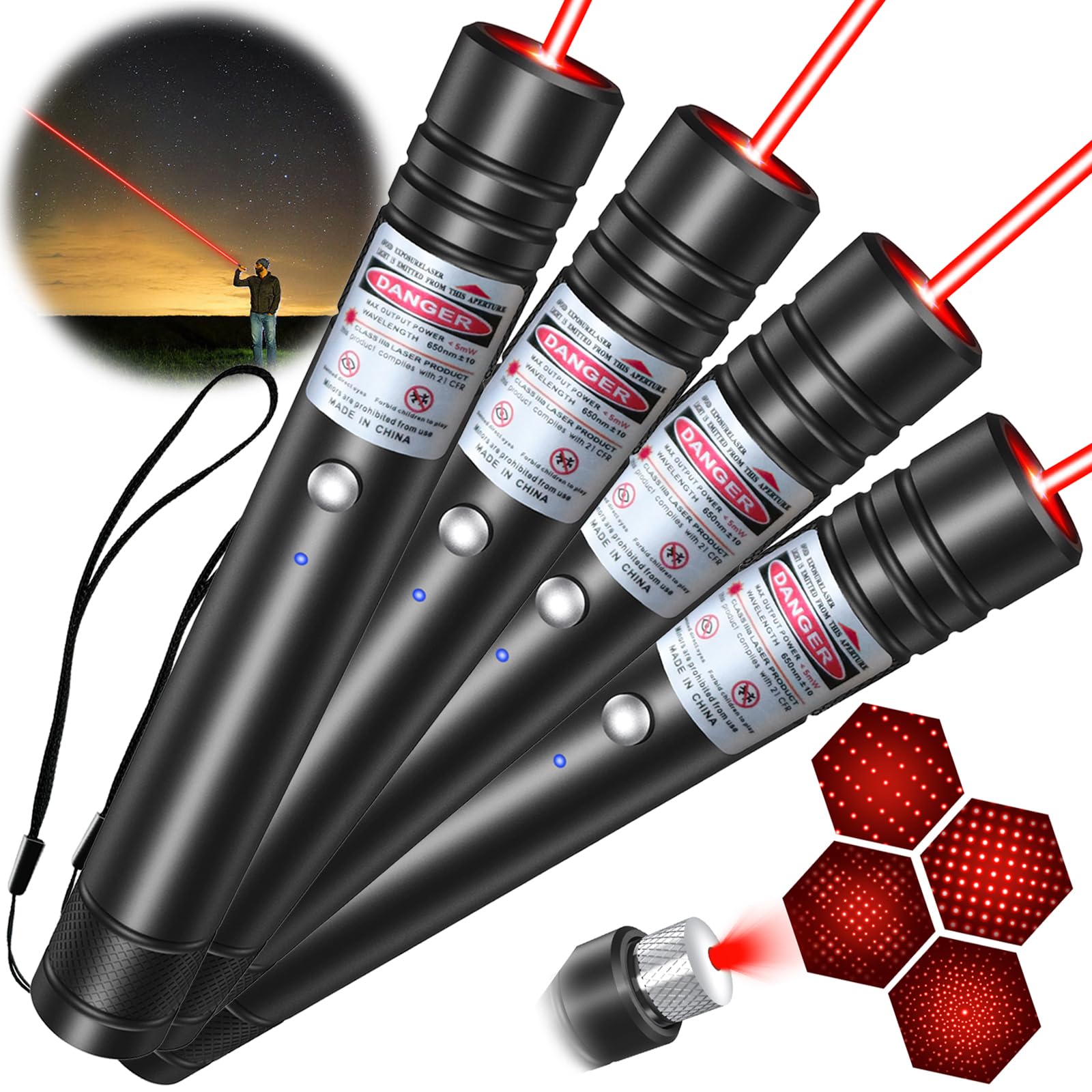 Photo 1 of LETEAPII 4-Pack Red LED Flashlights, USB Rechargeable