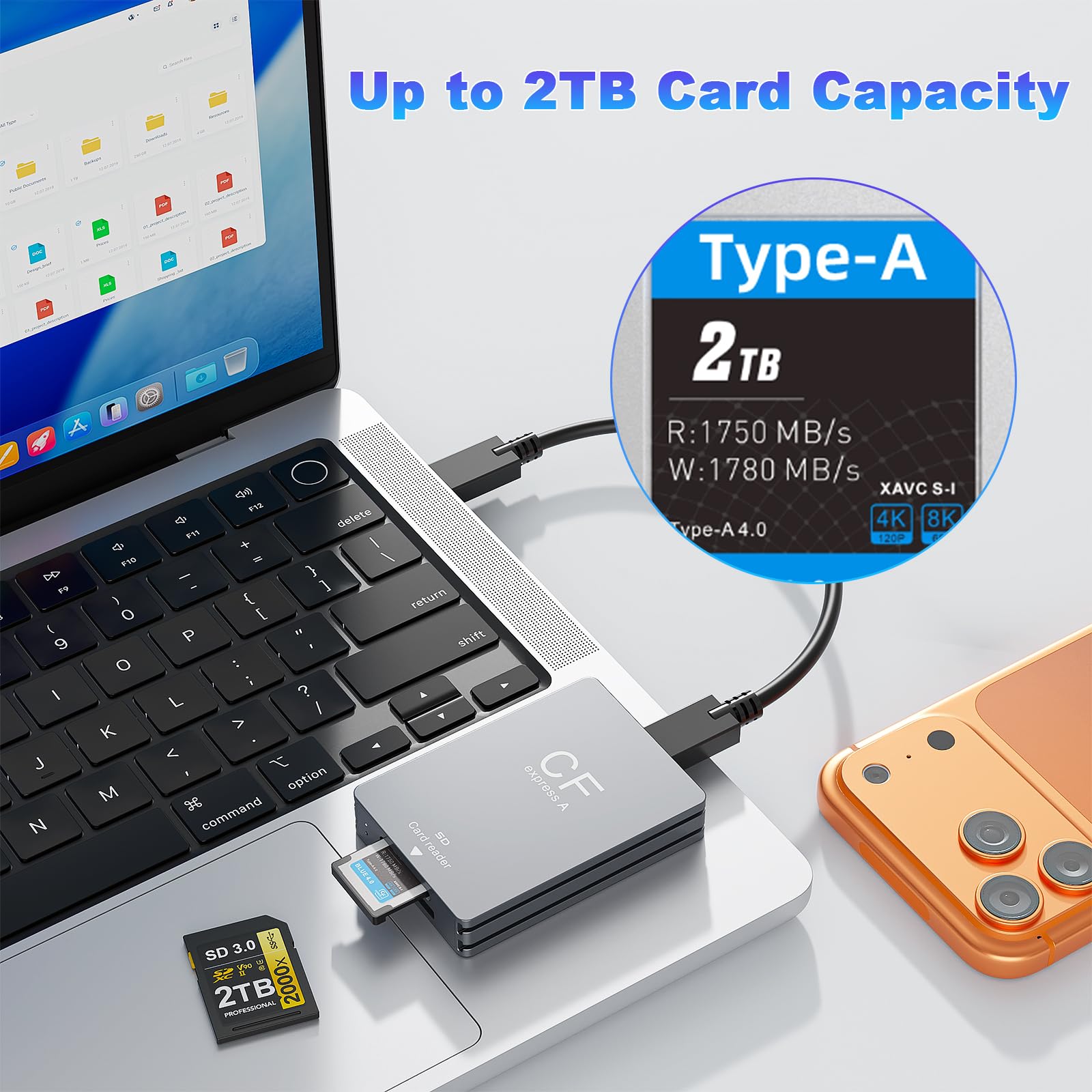 CFexpress Typ A Kartenleser, USB 3.2 (Gen 2) 10Gbps CFexpress Typ A Kartenleser für CF Express A+SD 3.0 Kartenleser, USB C & USB A 2-in-1 Typ A CFexpress Adapter für professionelle Filmemacher