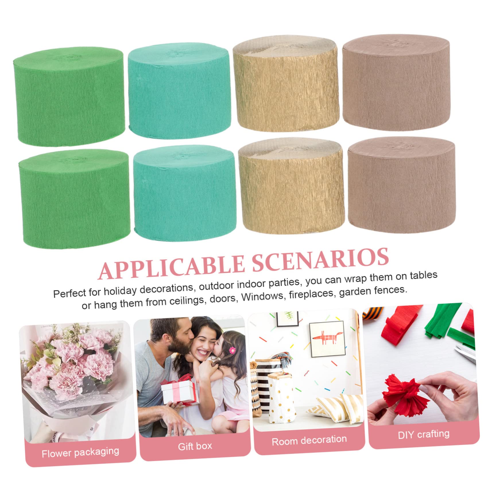 SEWACC 40rollos Papel Crepé De Para Decoraciones De Fiestas Para Bodas y Cumpleaños Resistente y Fácil De Manipular