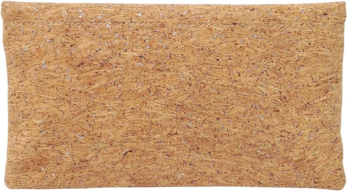 JNB Women's Cork Material Foldover Clutch with Tassel