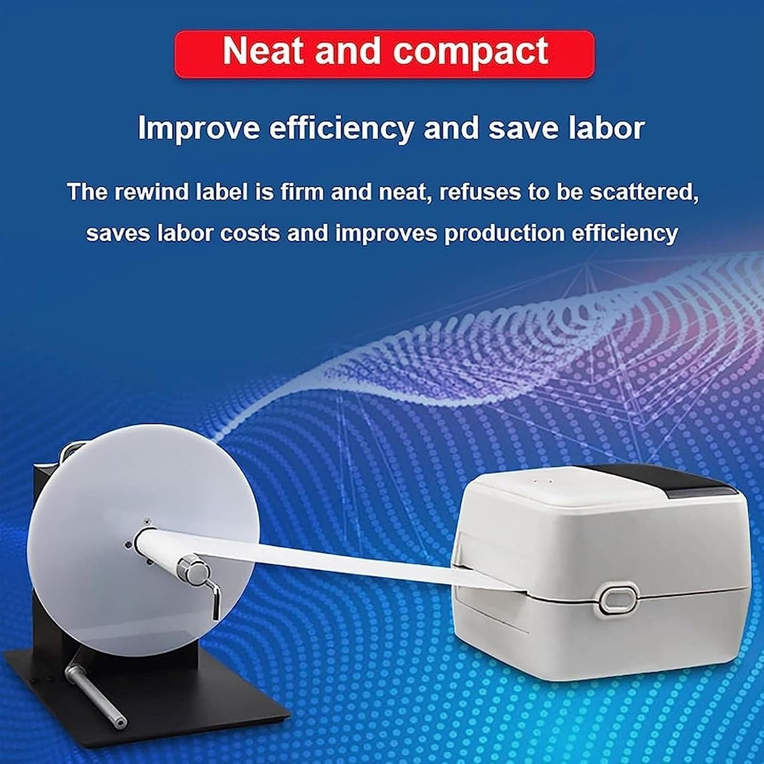 Automatic Label Rewinder Machine, Adjustable Speed Sticker Rewinder, Stepless Speed Regulation, Two-Way Rewinding Label Roller Machine Synchronize with Printer, for Office, Warehouse Use