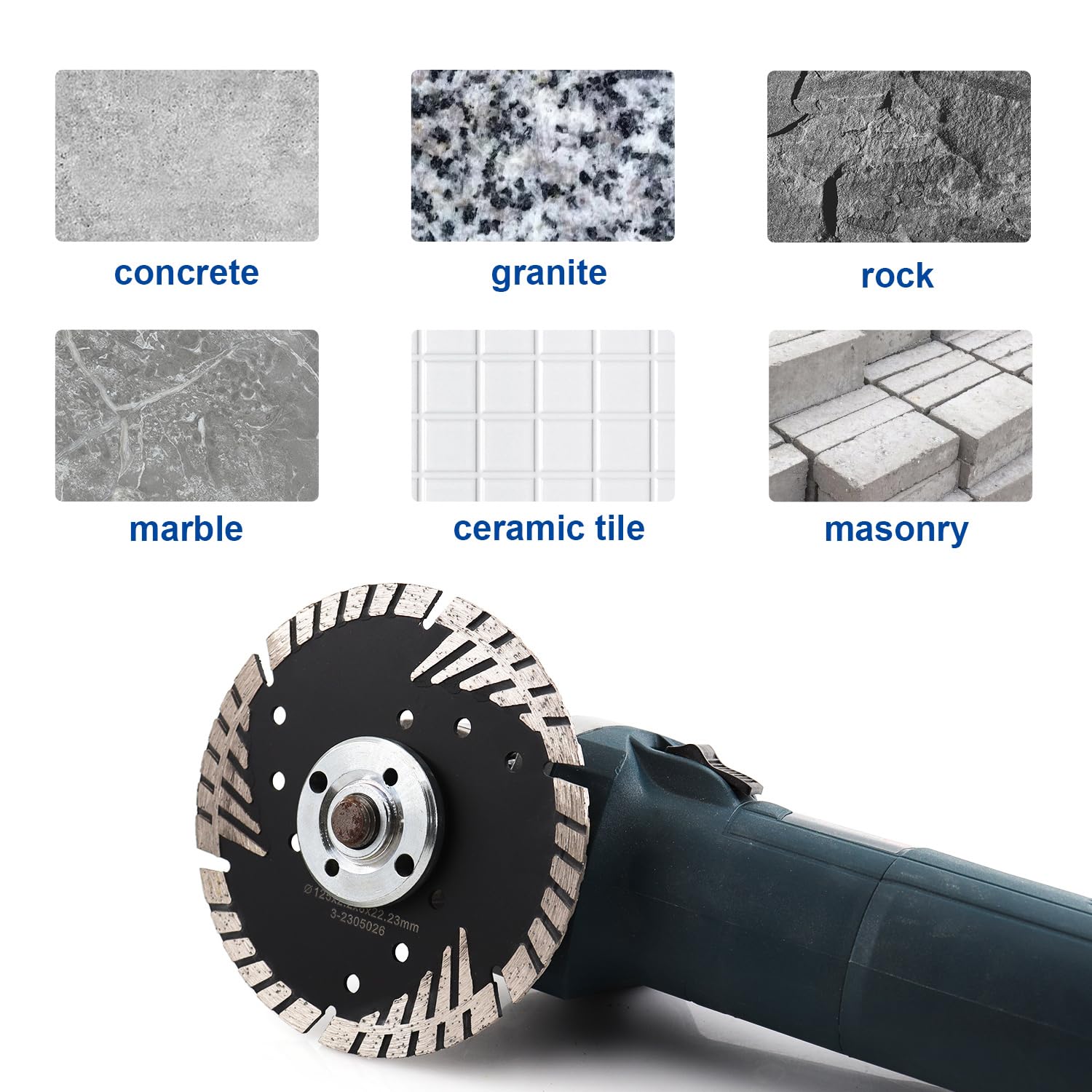 7 Inch Diamond Saw Blade Turbo Cutting Blade for Dry/Wet Cutting Granite and Marble (7-Inch-1PCS)