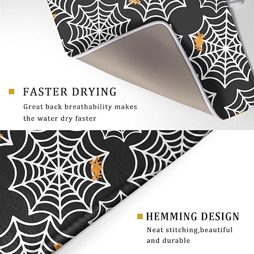 Miniatura 3 de Tapete de secado de Halloween para encimera de cocina, de 18 x 24 pulgadas, tapete de secado de microfibra grande de telaraña espeluznante de