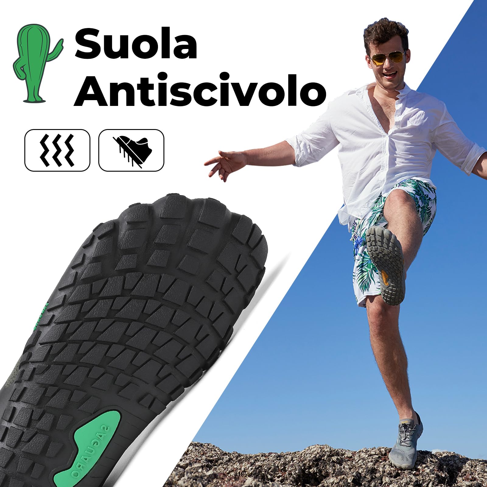 SAGUARO Scarpe Barefoot Shoes Minimaliste Scarpe da Trail Running Uomo Donna Gr.36-48