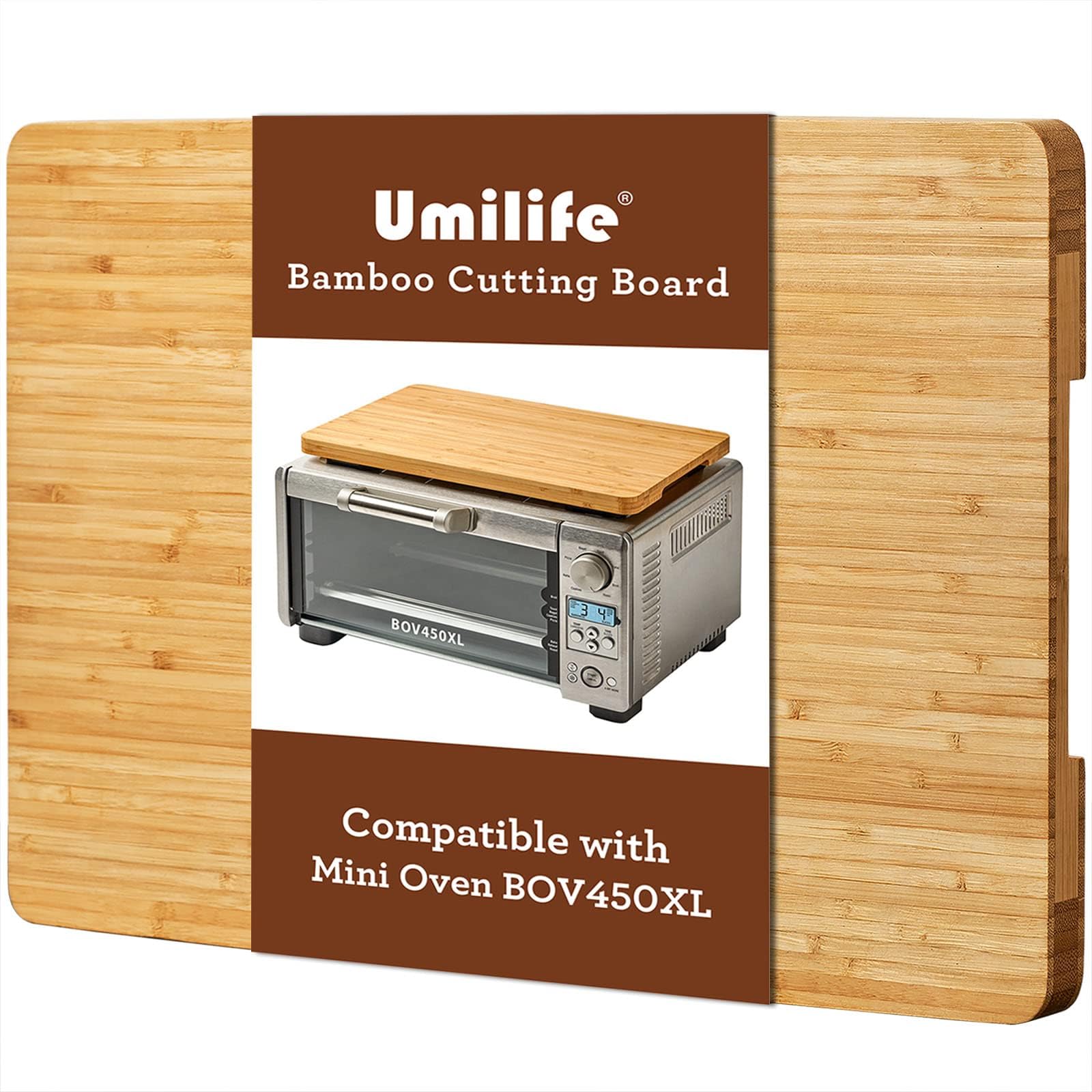 Cutting Board for Mini Smart Oven, Compatible with Breville BOV450XL Countertop Toaster Oven, with Heat Resistant Non-Skid Silicone Feet, Creates Storage Space, Protects Cabinets