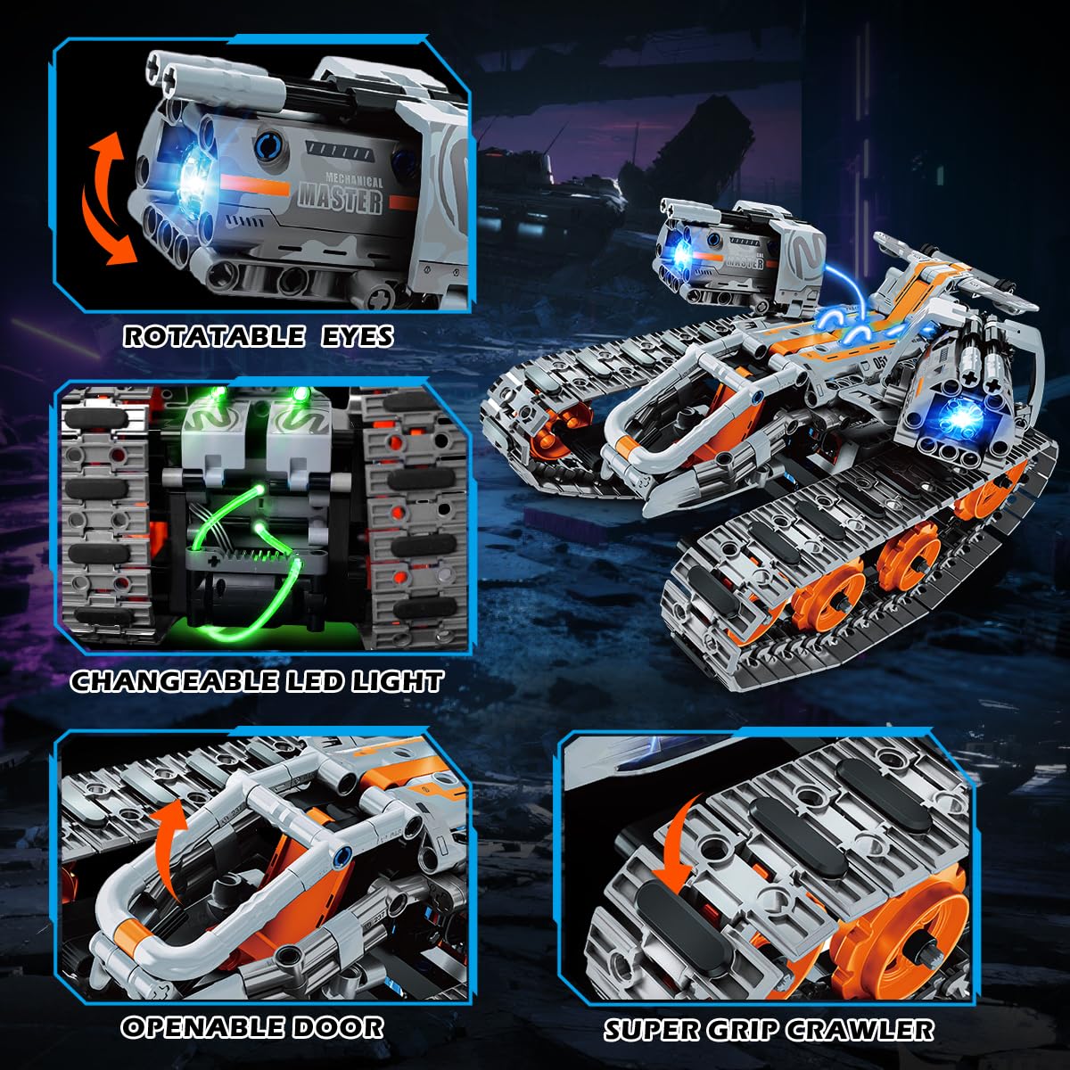 PLAXSOON Technic, giocattolo da costruzione con luci a LED, 5 in 1, controllo app e telecomando, set da 604 pezzi, giocattolo educativo STEM, regalo per bambini a partire dagli 8 ai 12 anni