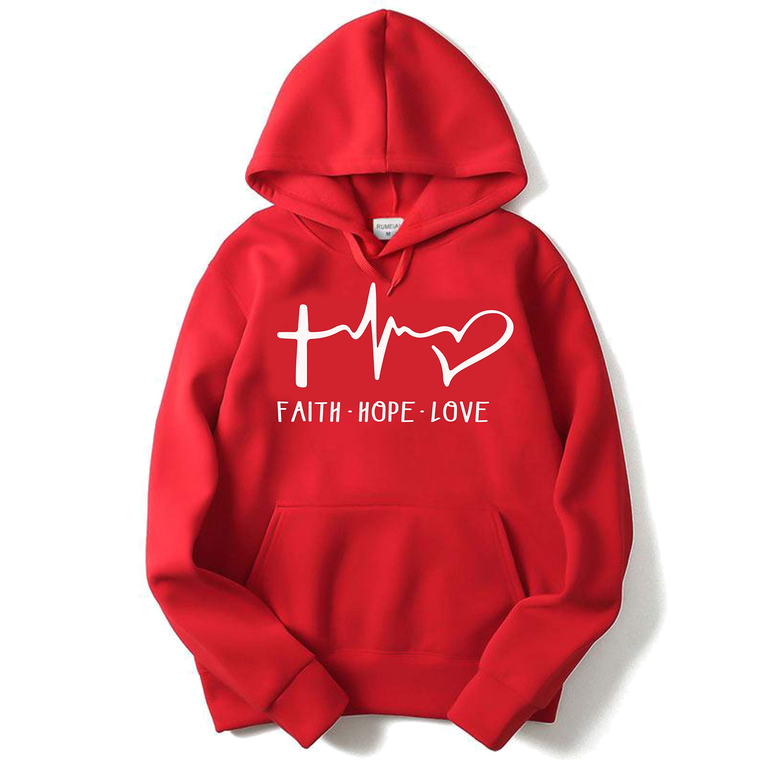 the sv style Unisex RED Hoodie with White Print: Faith Hope Love/Printed Red Hoodie/Graphic Printed Hoodie/Hoodie for Men & Women/Warm Hoodie/Unisex Hoodie-picture-35