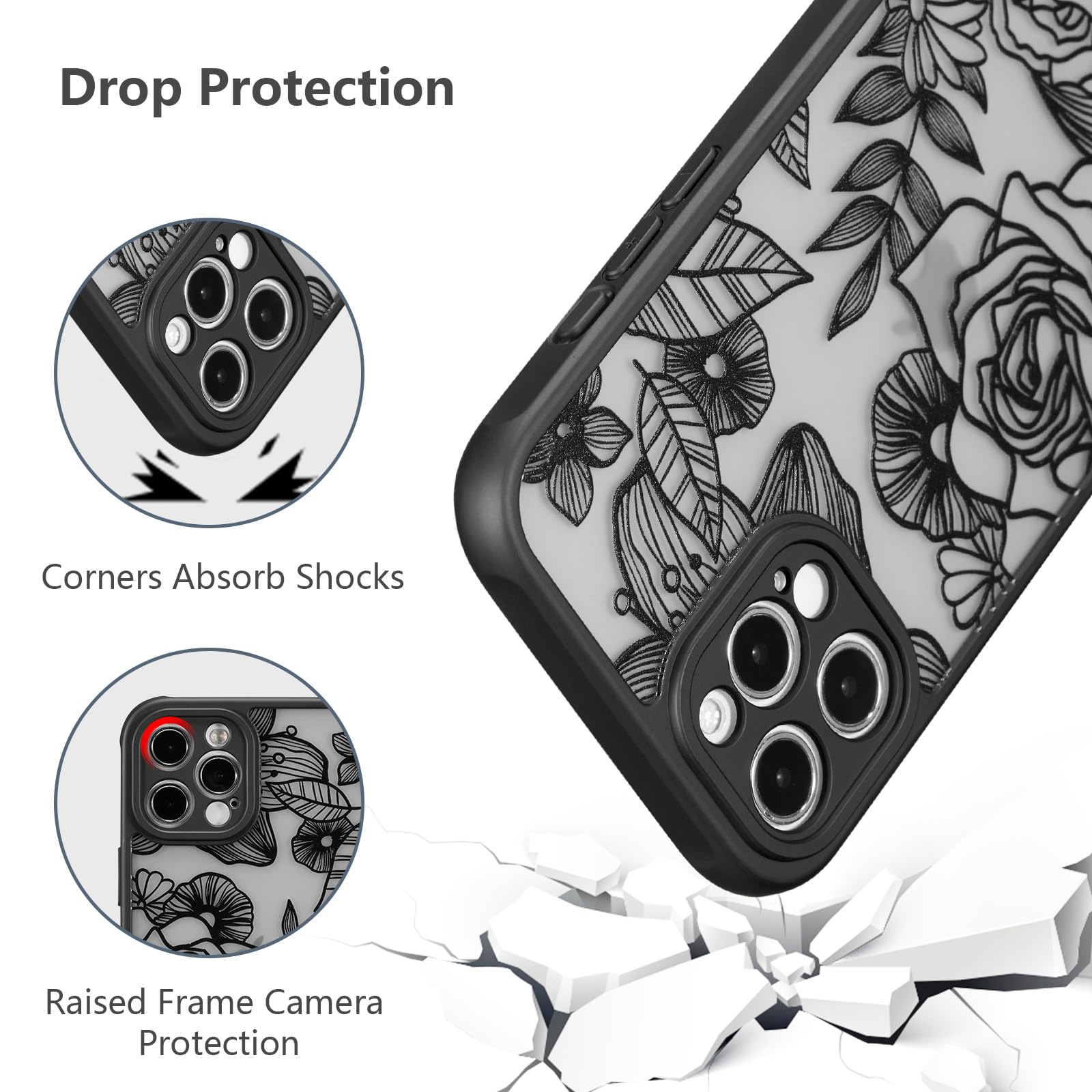 XIZYO Custodia per iPhone 16 Plus, motivo floreale con rosa carina, custodia per telefono per donne e ragazze, motivo estetico bordeaux, sottile, in TPU, antiurto, custodia protettiva per iPhone 16