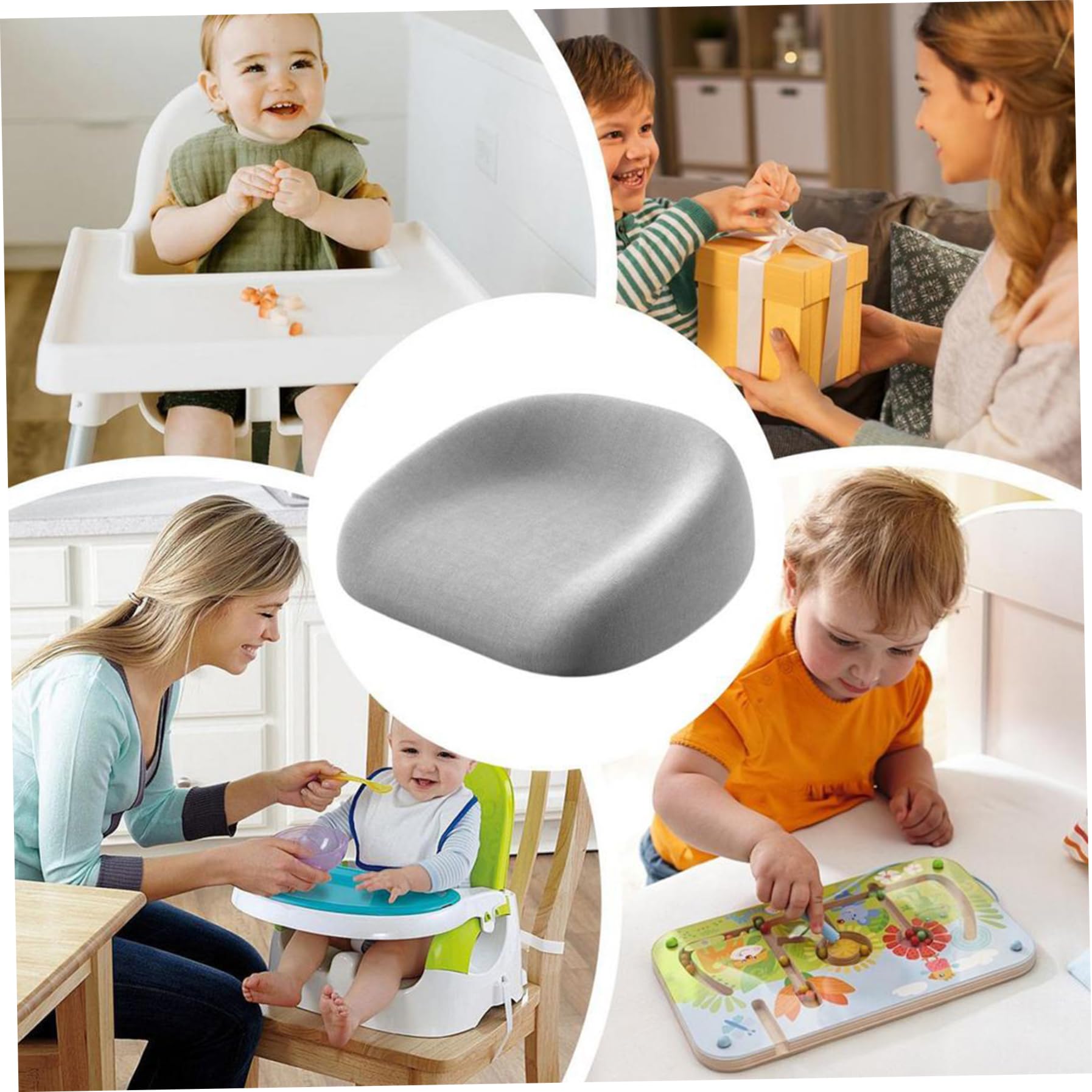 Asiento Elevador para Niños Pequeños Cuadrado Desmontable para Restaurantes Caseros Teatros, Gris, con Cinturones de Seguridad Ajustables Asiento Elevador para Niños Reutilizable Antideslizante